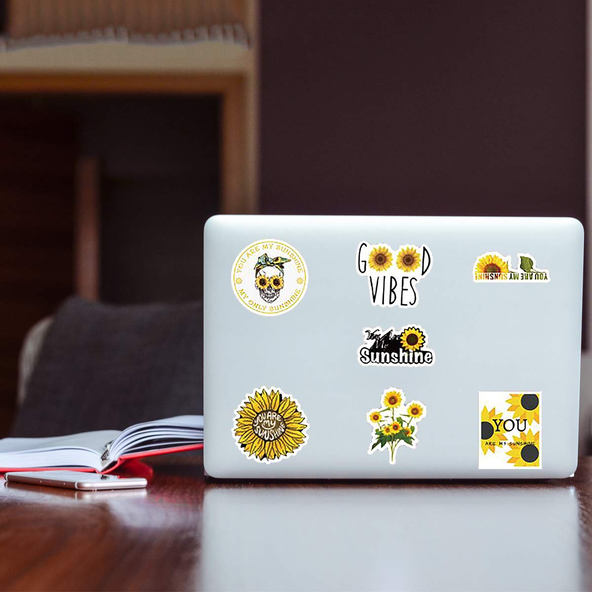 50-Pack Sunflower Stickers - Waterproof, Cute & Trendy Vinyl Decals for Teens & Girls - Perfect for Laptop, Hydro Flask, Phone, Skateboard & Travel - Extra Durable Aesthetic Stickers for School, Journals, DIY Crafts & Gift Wrapping