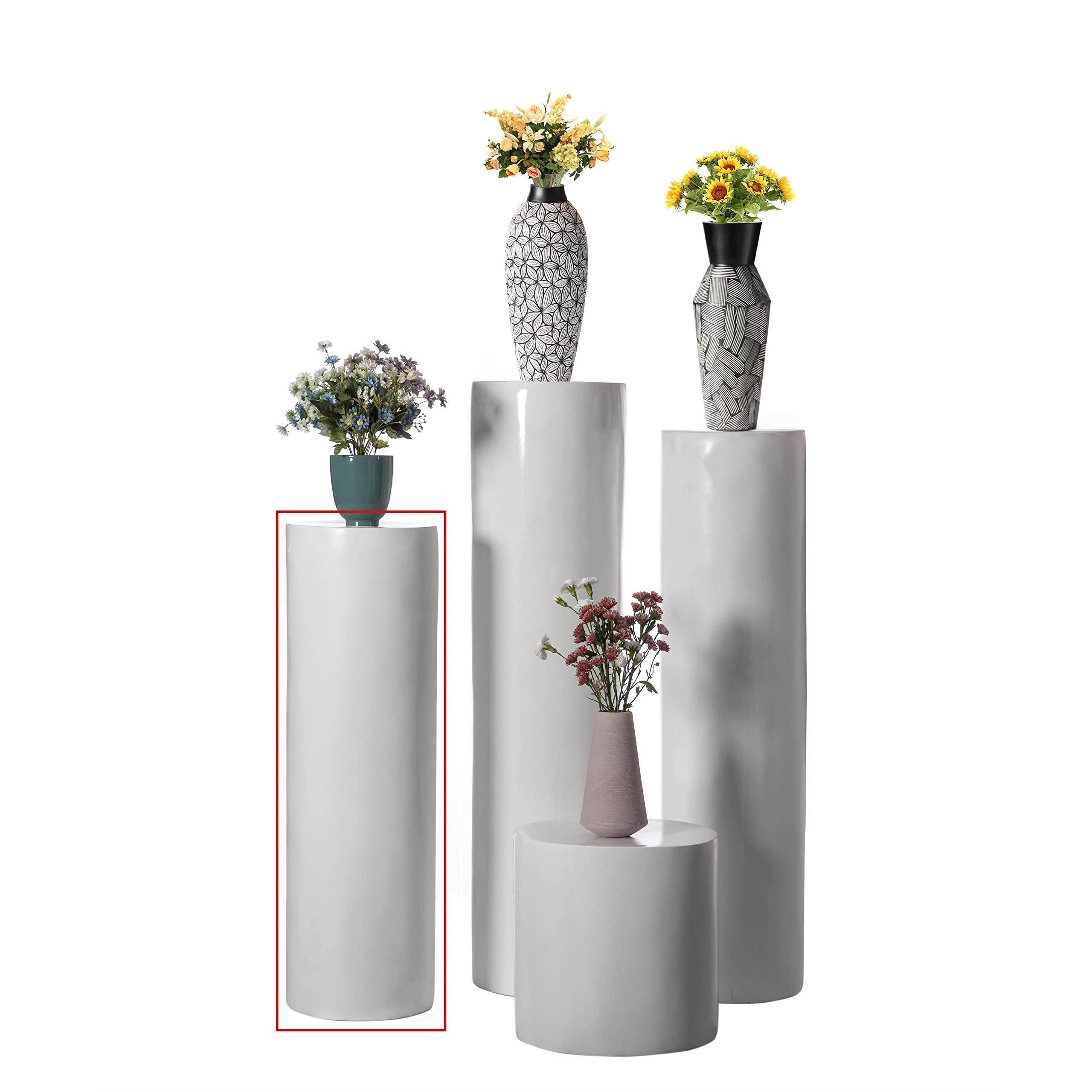 Modern Fiberglass Pillar Column - 40 Inch Decorative Flower Stand & Pedestal for Wedding, Living Room, Dining Room - Elegant Cylinder Shape for Home Decor & Event Styling
