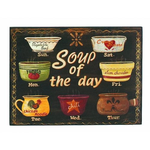 16-inch Black Wooden Soup of the Day Sign Plaque - Rustic Country Kitchen Wall Decor for Farmhouse, Restaurant & Home Dining Room