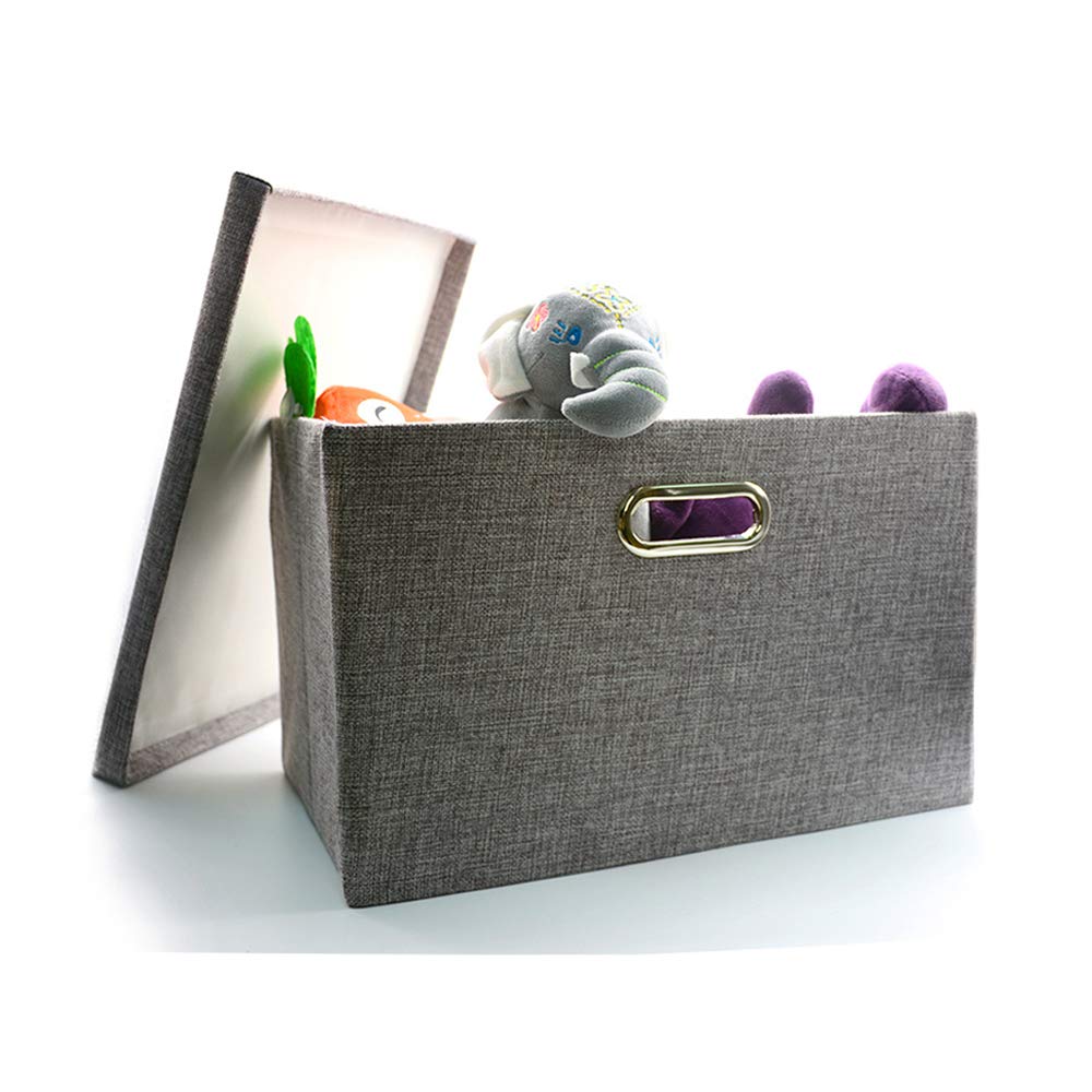 Collapsible Fabric Storage Baskets with Lids - Foldable Organizer Box for Home, Office & Shelves - Small Grey Storage Bin (33x22x18cm) - Perfect for Closet, Nursery, Pantry & Dorm Organization - 1 Pack