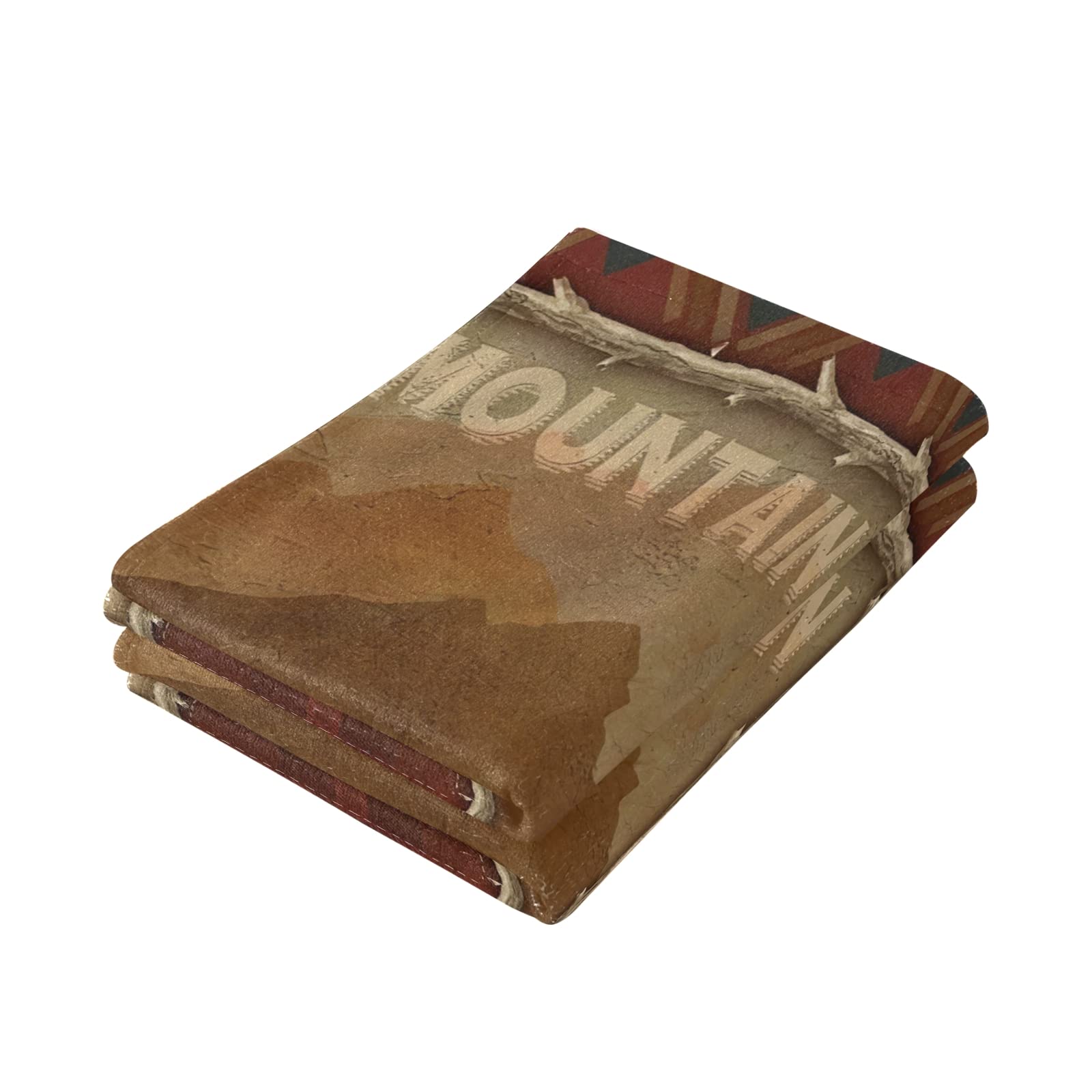 Farmhouse Hand Towels Set of 2 - Soft, Absorbent Kitchen & Bath Towels with Maple Leaf Bear Cabin Design - Country Style Decorative Towels for Bathroom, Kitchen, Dish, Spa & Yoga - 14.4