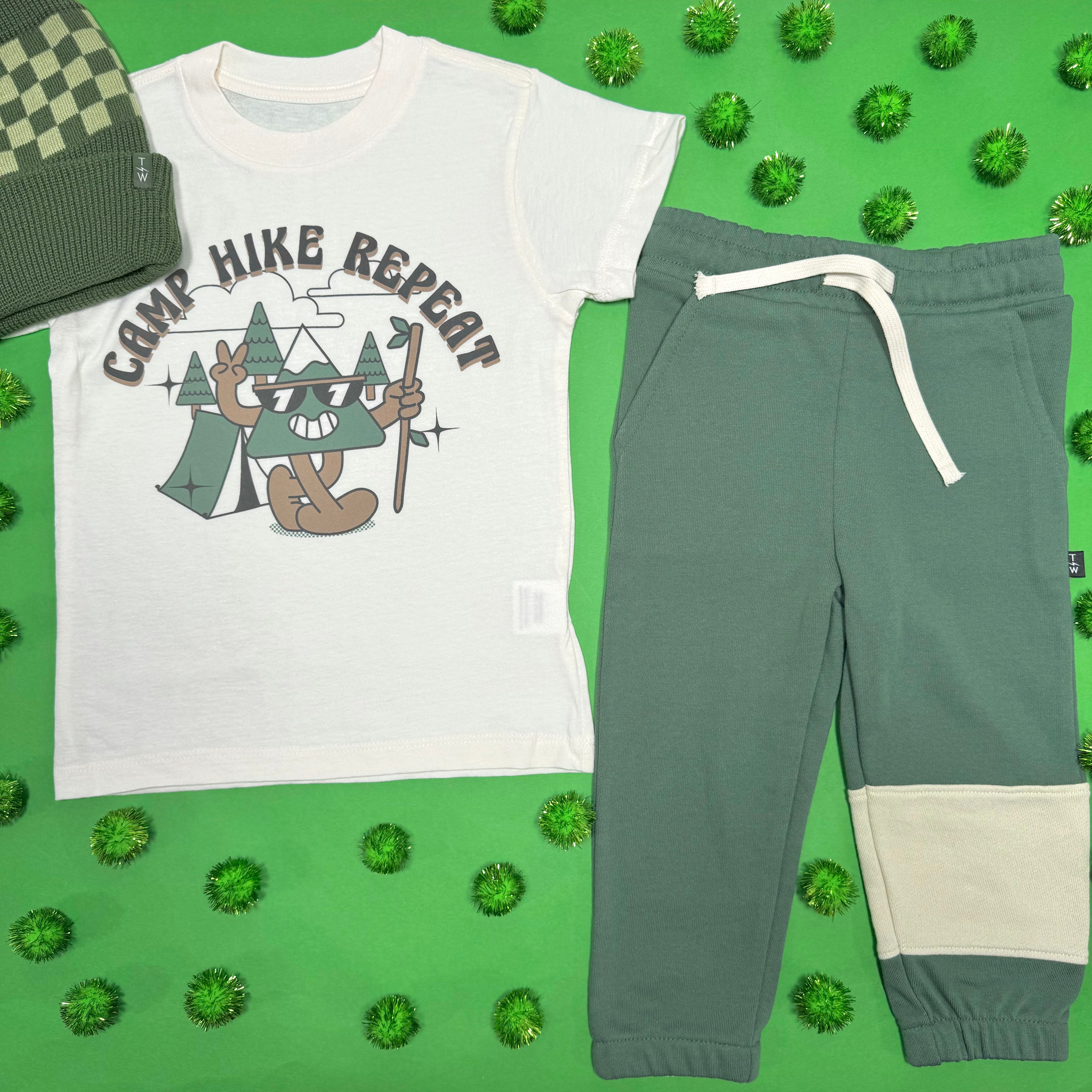 Camp Hike Repeat T-Shirt - Comfortable Outdoor Adventure Tee for Hiking, Camping & Travel