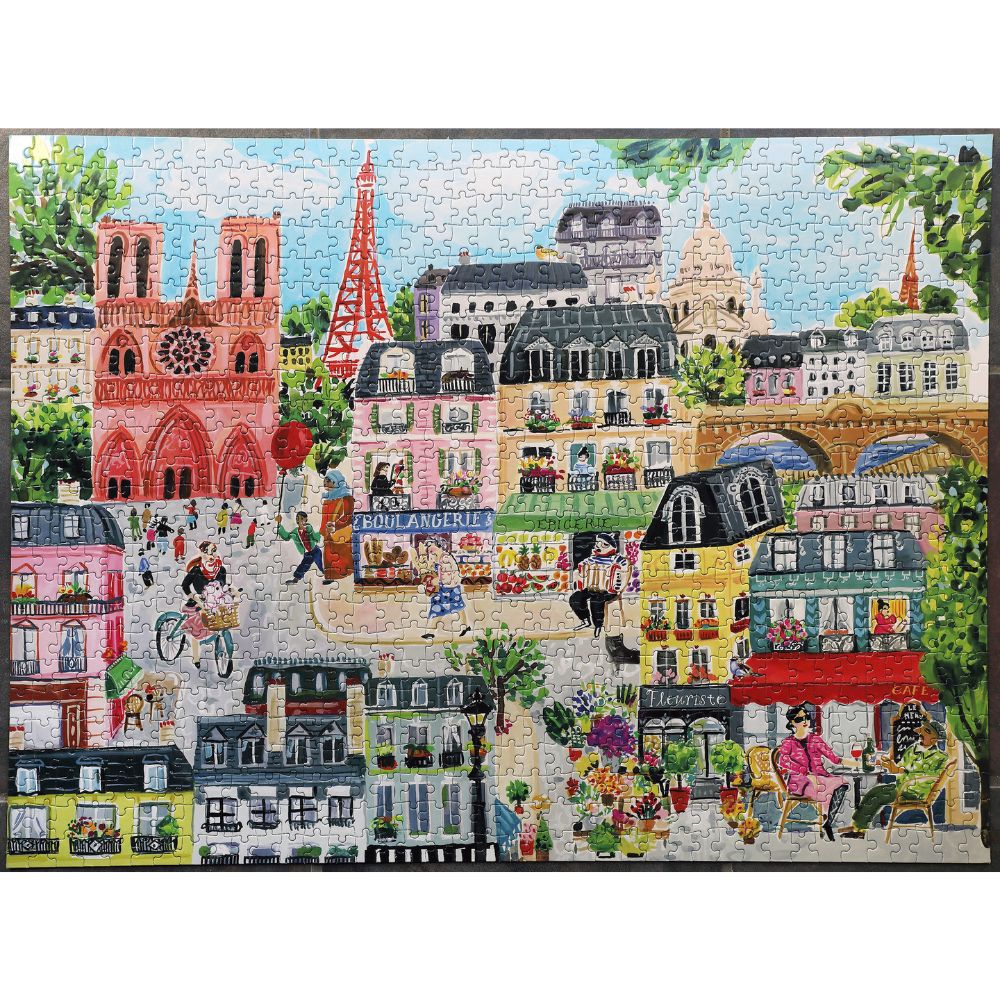 eeBoo Paris In A Day 1000 Piece Jigsaw Puzzle - Family Friendly Travel-Themed Puzzle for Adults & Kids - Perfect for Game Nights, Travel Lovers & Home Decor