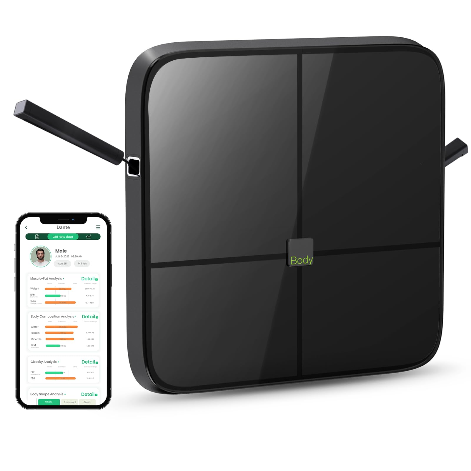 BodyPedia Smart Scale with 8 Electrodes - Digital Bathroom Weight Scale Measures Body Weight, BMI, Muscle Mass, Fat Percentage & 40+ Health Metrics - Bluetooth Body Composition Monitor Syncs with Health Apps for Home & Gym Use