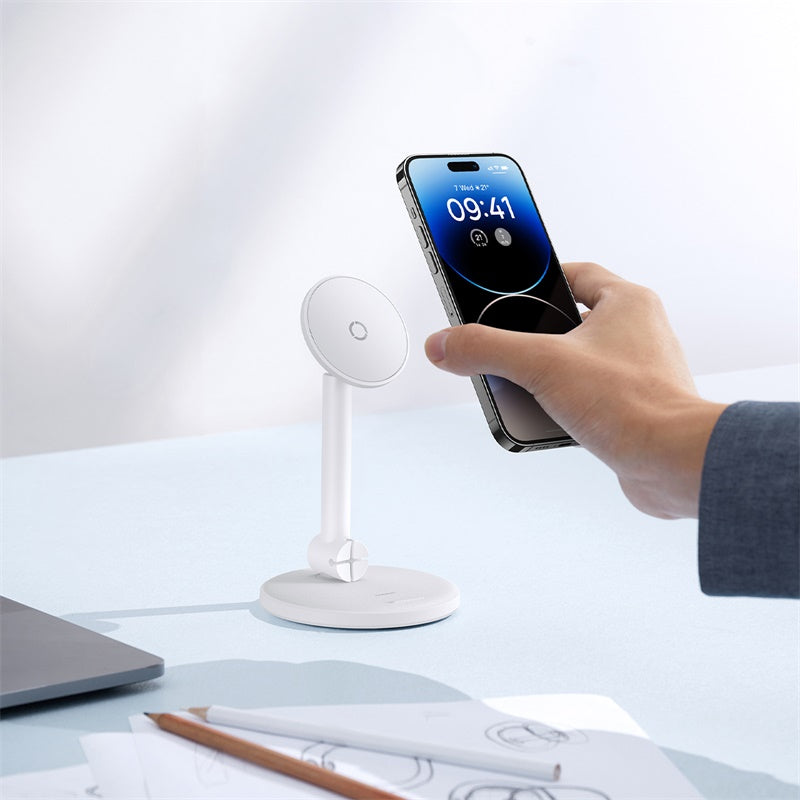 Baseus MagPro Magnetic Phone Stand for Desk - White | Perfect for Home, Office & Car Use