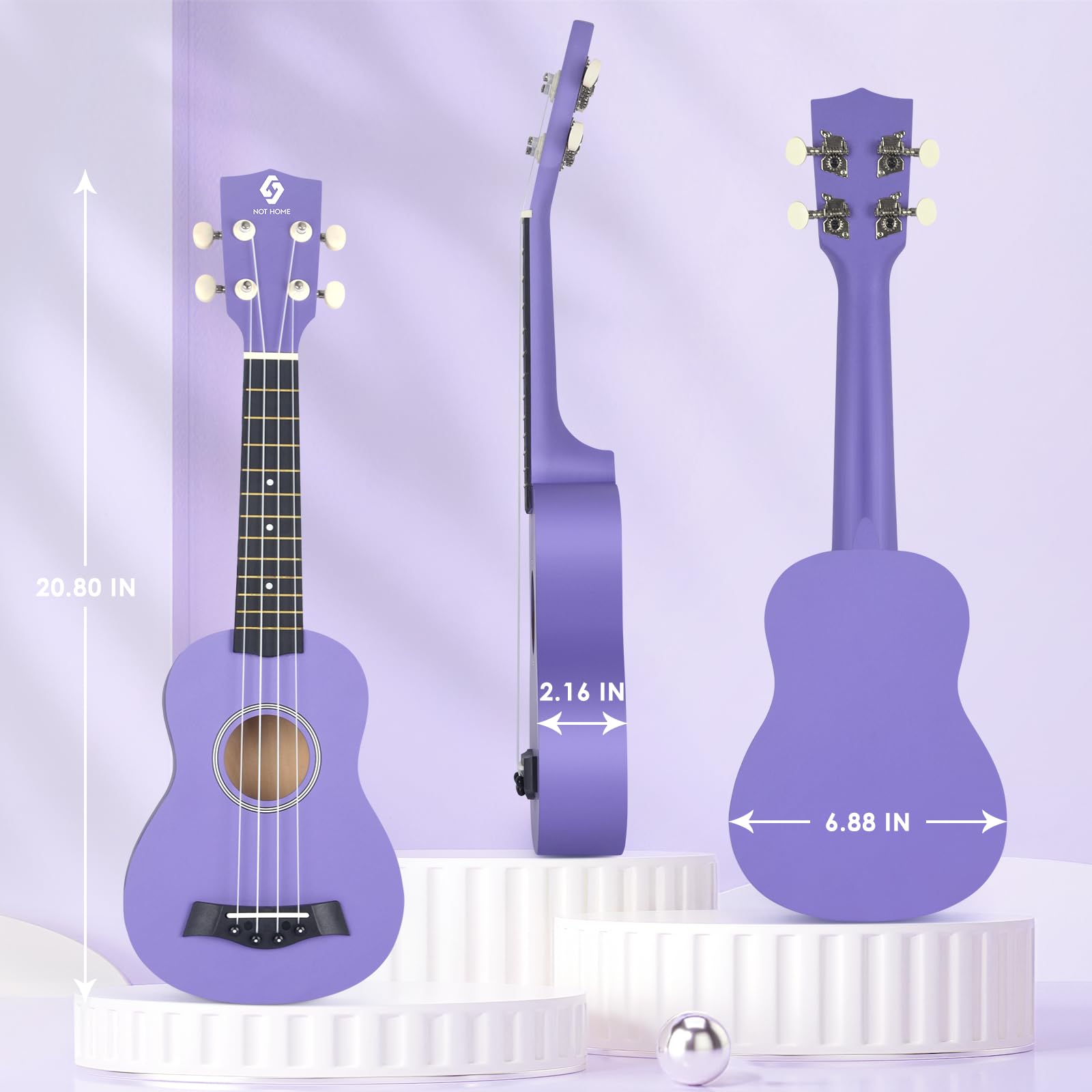Soprano Ukulele for Beginners & Adults - 21 Inch Hawaiian Basswood Ukulele with 4 Strings, Perfect for Kids & Students (Purple) - Great for Travel, Beach Parties & Music Lessons
