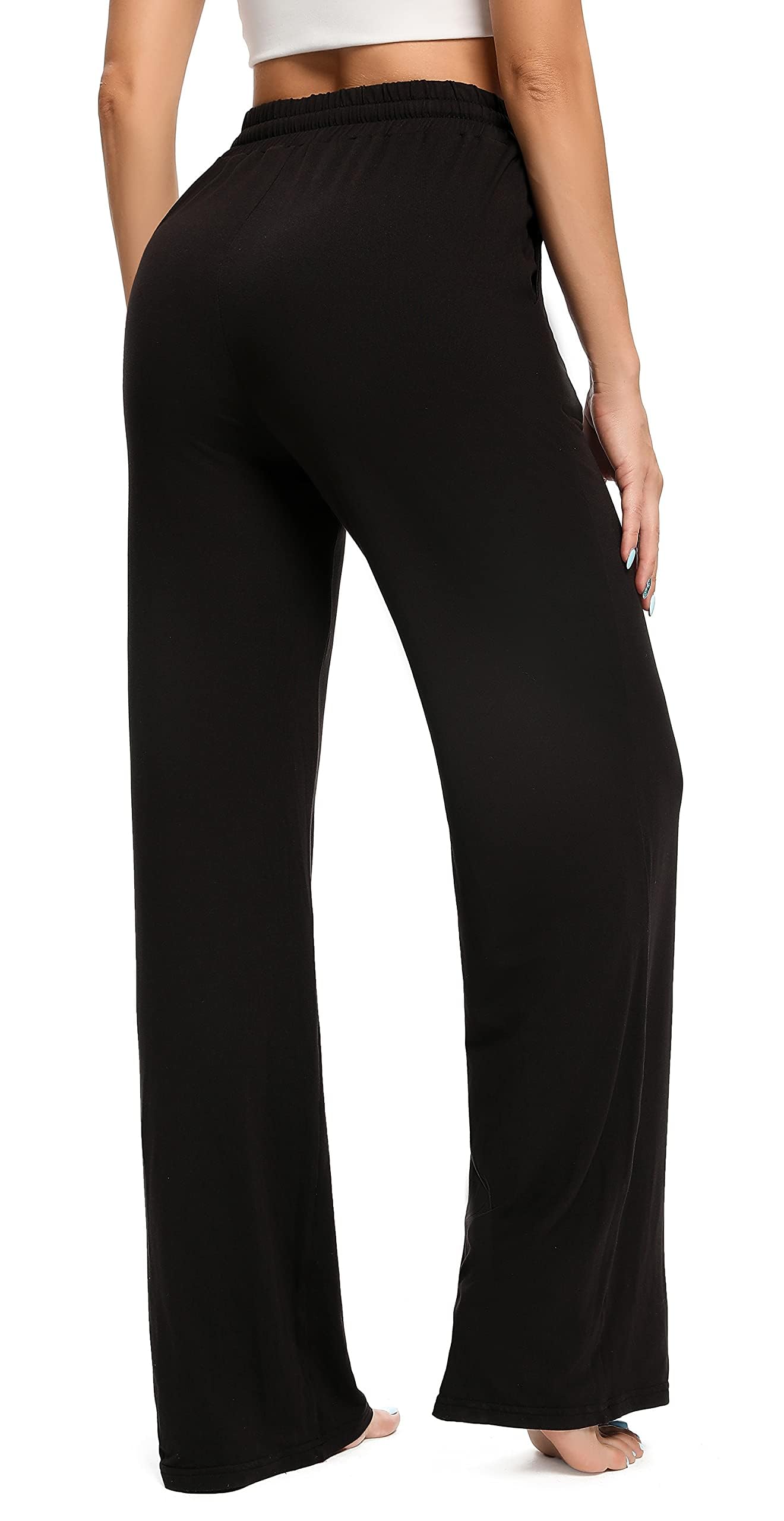 OLIKEME Women's High Waisted Wide Leg Sweatpants - Soft Lounge Pants with Drawstring & Pockets - Lightweight Comfortable Yoga Pants for Workout, Running, Travel & Home Relaxation