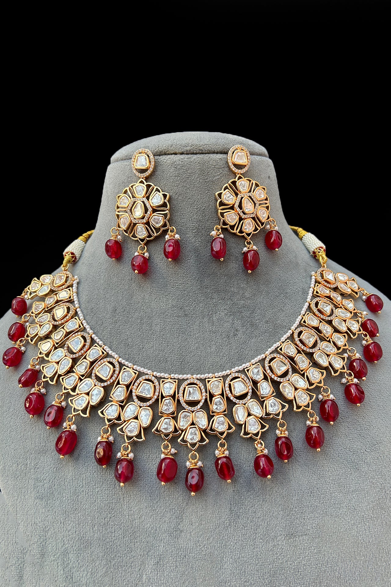 Exquisite Gold Plated Royal Kundan Necklace & Earrings Set (D907) - Perfect for Weddings, Parties & Special Occasions