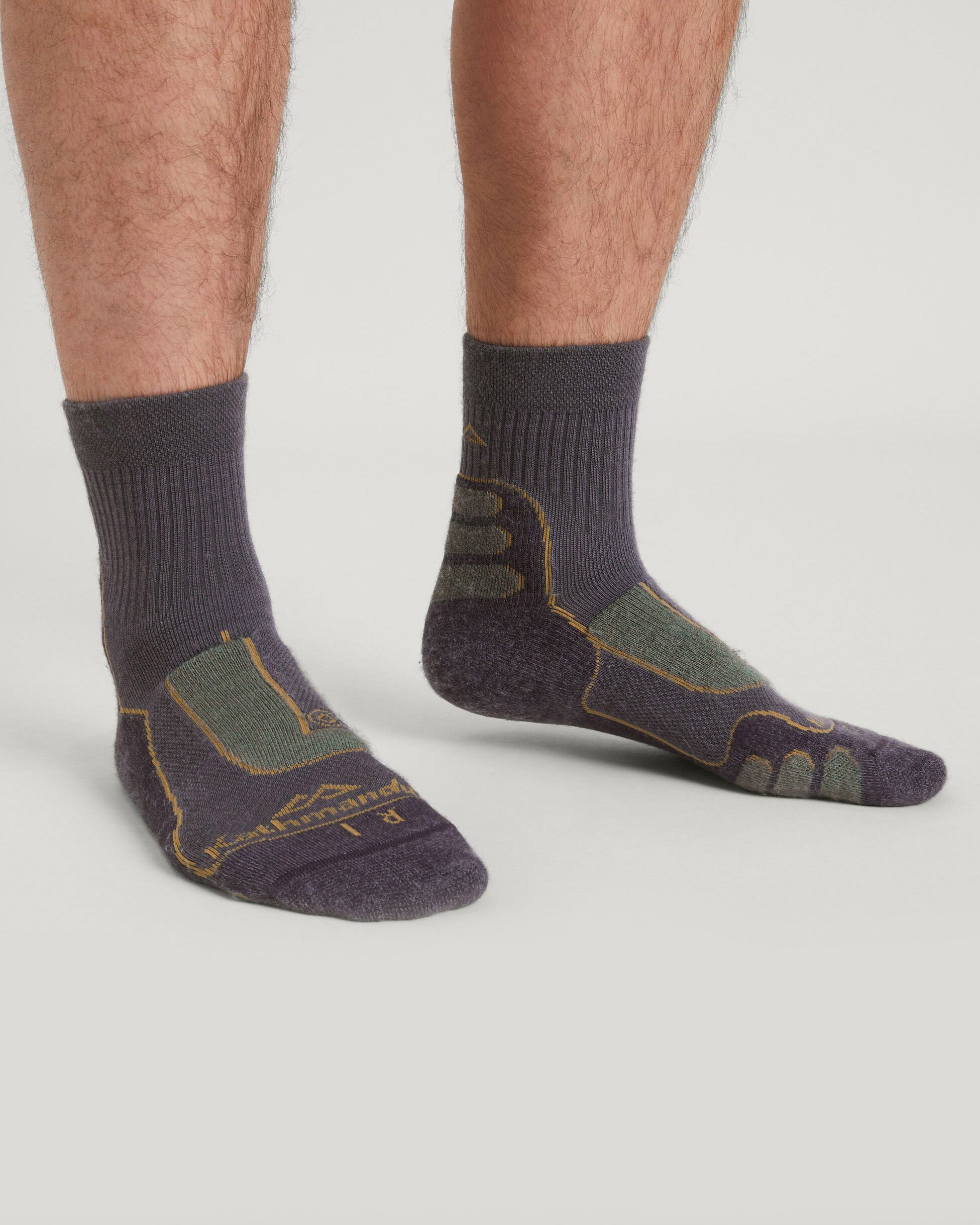 NuYarn Ergonomic Quarter Crew Hiking Socks for Men & Women - Breathable, Cushioned, Moisture-Wicking - Dusk/Thyme/Golden Oak - Perfect for Outdoor Activities, Hiking, Camping & Travel