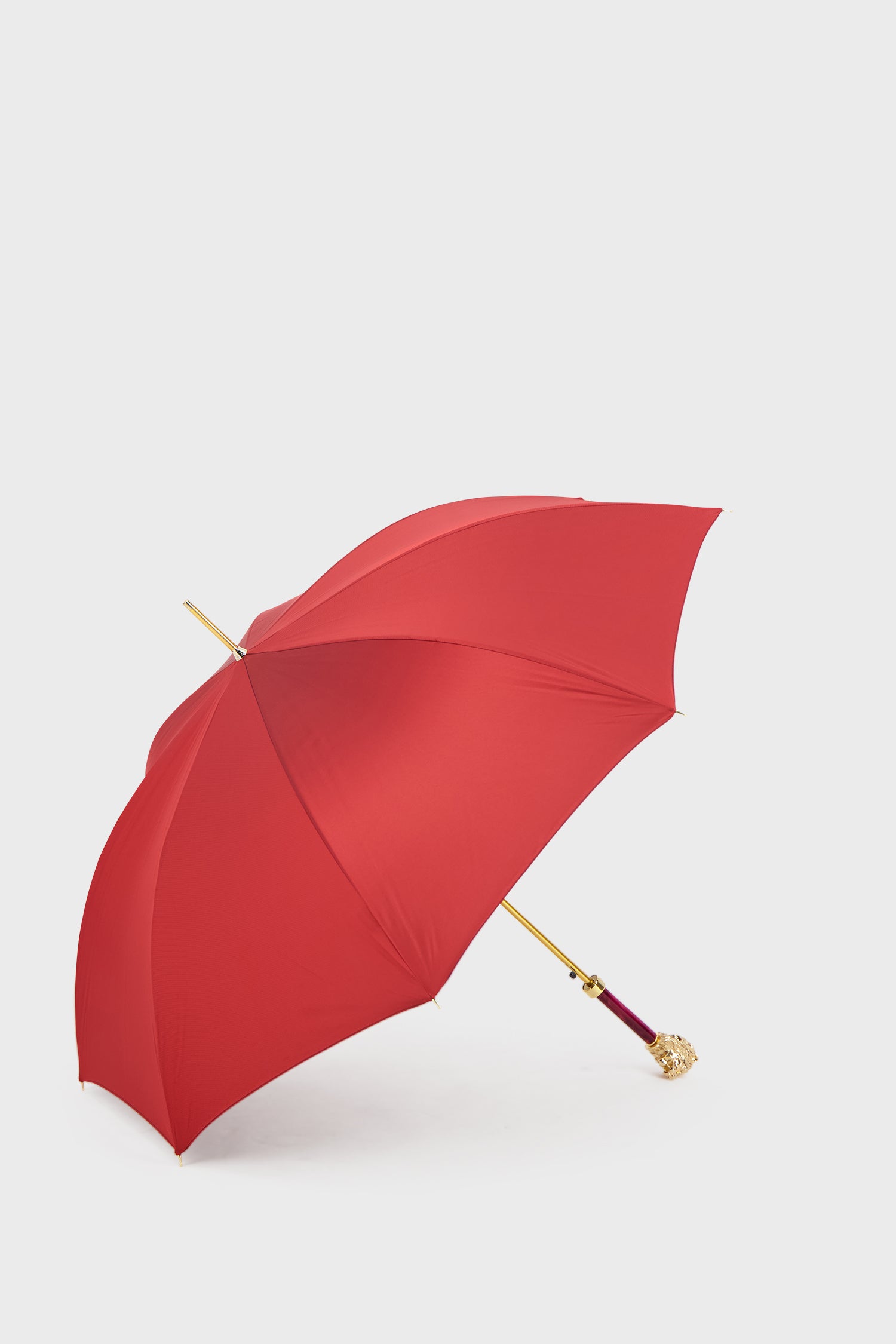 Pasotti Luxury Red & Gold Lion Handle Umbrella - Windproof & Waterproof for Men & Women - Perfect for Weddings, Gala Events & Fashionable Rainy Days