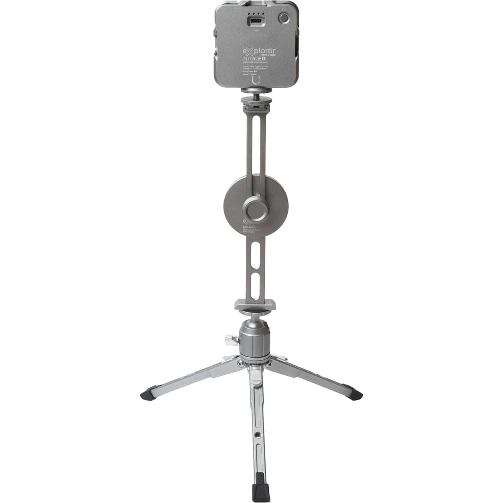 Explorer MX KIT Magnetic Phone Tripod Mount - Compatible with MagSafe iPhones, Includes Adjustable Tabletop Tripod & LED Light for Vlogging, Live Streaming, and Content Creation