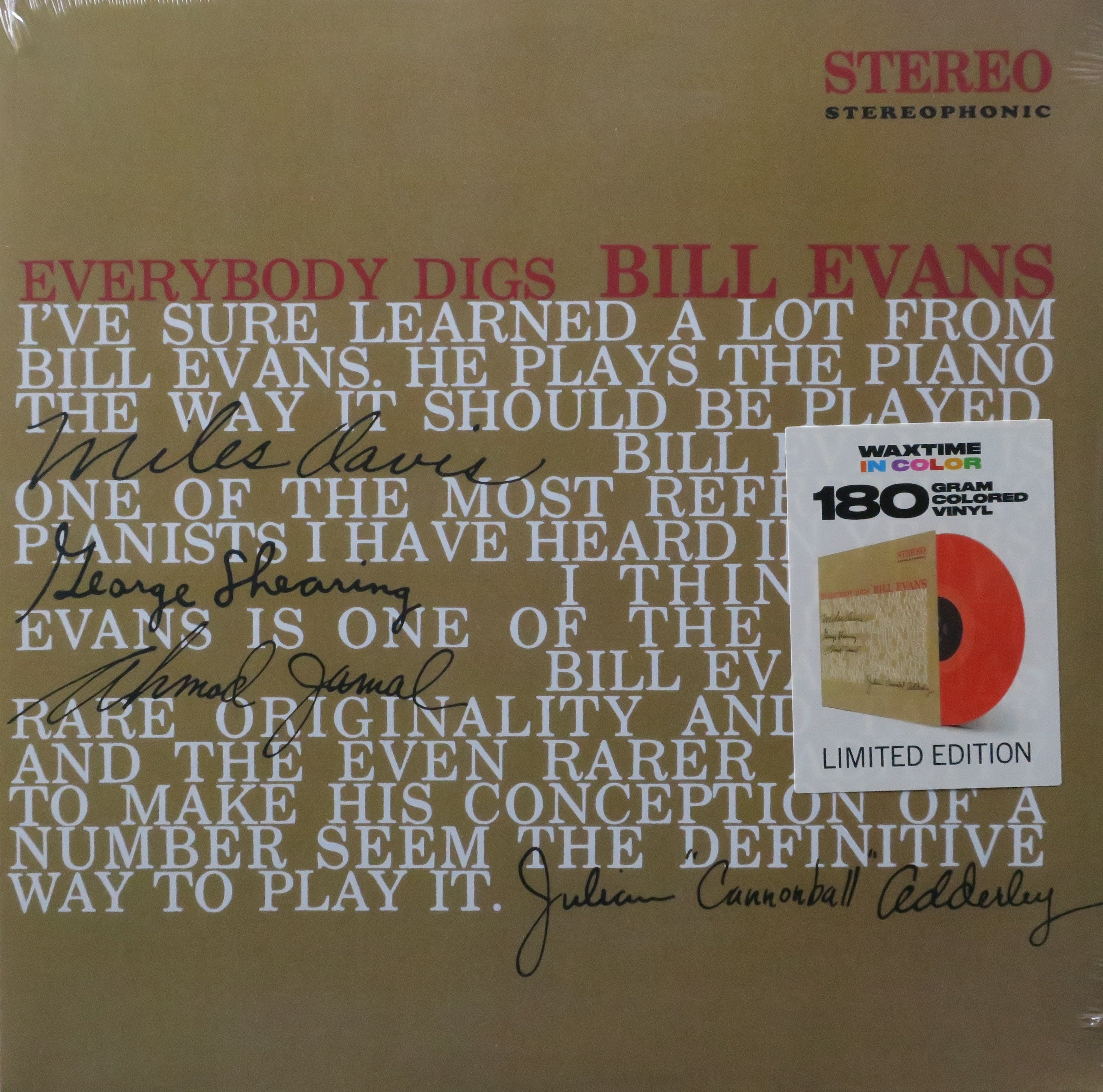 BILL EVANS 'Everybody Digs Bill Evans' 180g RED Vinyl LP Record - Jazz Piano Music for Home Listening & Vinyl Collectors