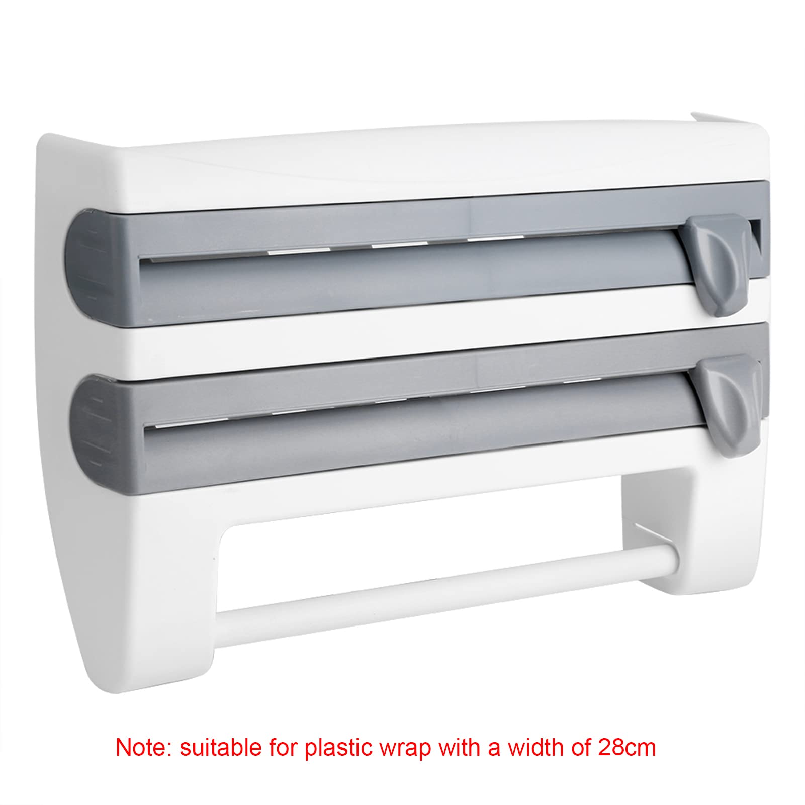 Multifunctional Kitchen Organizer - Sauce Bottle Storage Rack & Paper Towel Holder with Built-in Cling Film Cutter | Space Saving Gray Kitchen Tool for Countertop Organization & Cooking Prep
