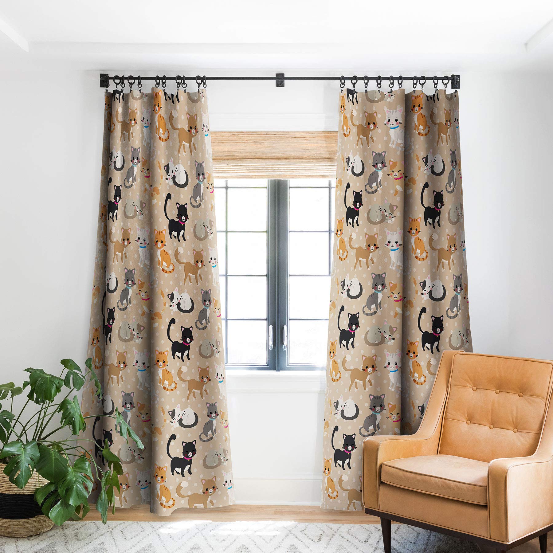 Avenie Cat Pattern Blackout Curtains - Brown 50x96 Inch Thermal Insulated Drapes for Bedroom & Living Room - Noise Reducing Window Treatments for Home Decor & Light Blocking Privacy