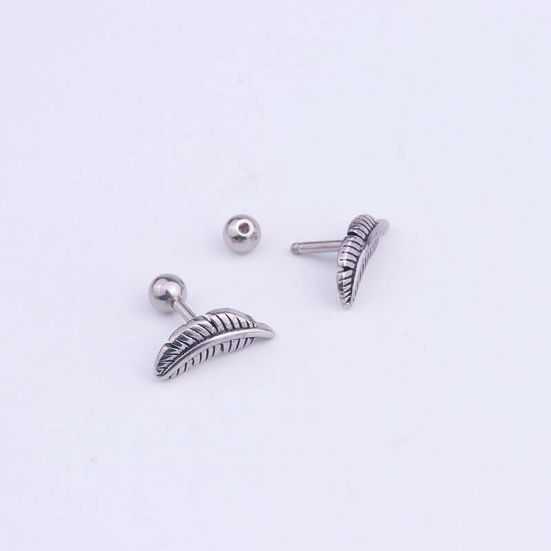 16G Cartilage Rose Leaf Ball Back Earrings for Women | ER8540 | Dainty & Elegant Ear Cuff for Daily Wear & Special Occasions