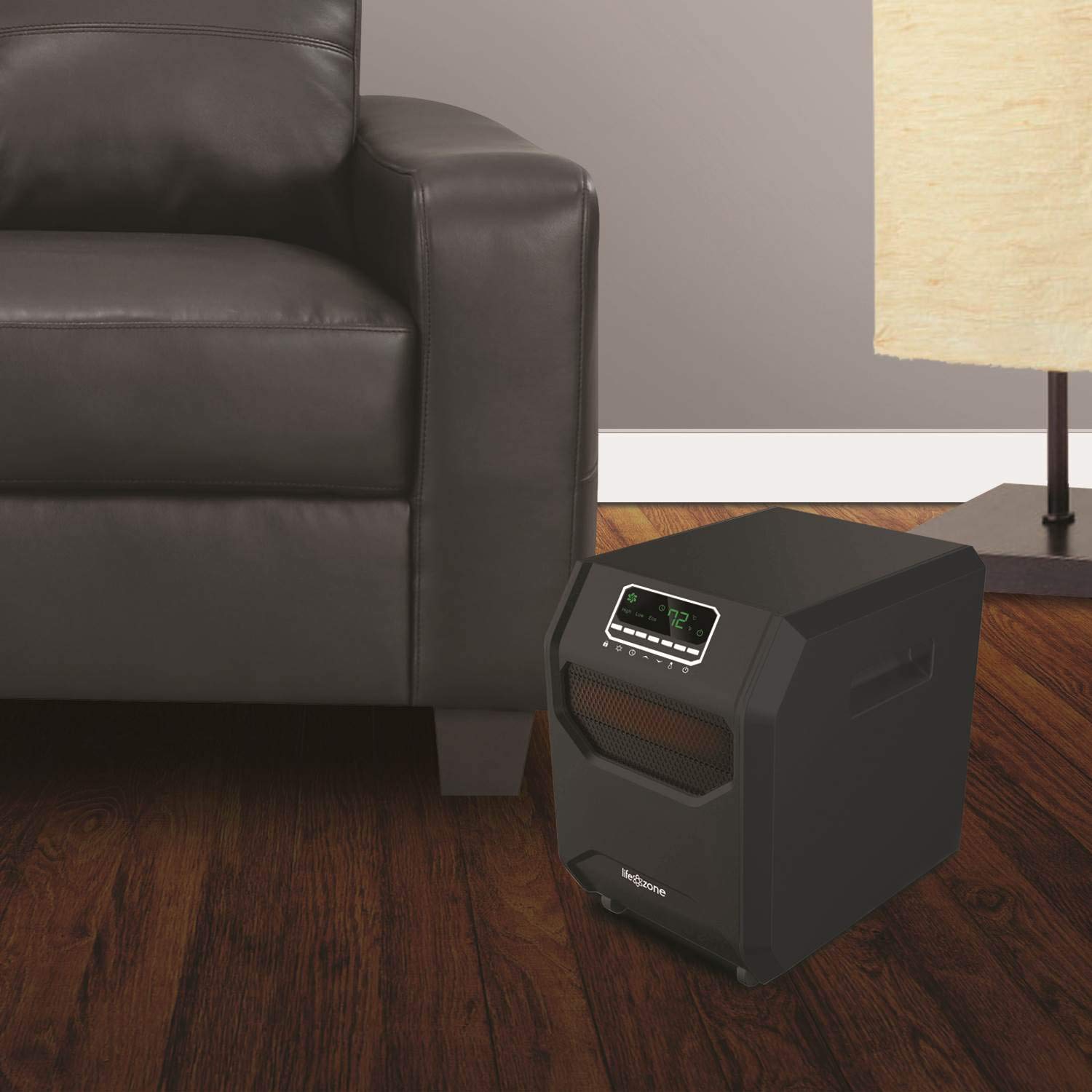 Lifesmart 4-Element Quartz Infrared Space Heater - Portable Electric Heater for Large Rooms with 3 Heat Settings, Black (2 Pack) - Perfect for Home, Office & Garage Use
