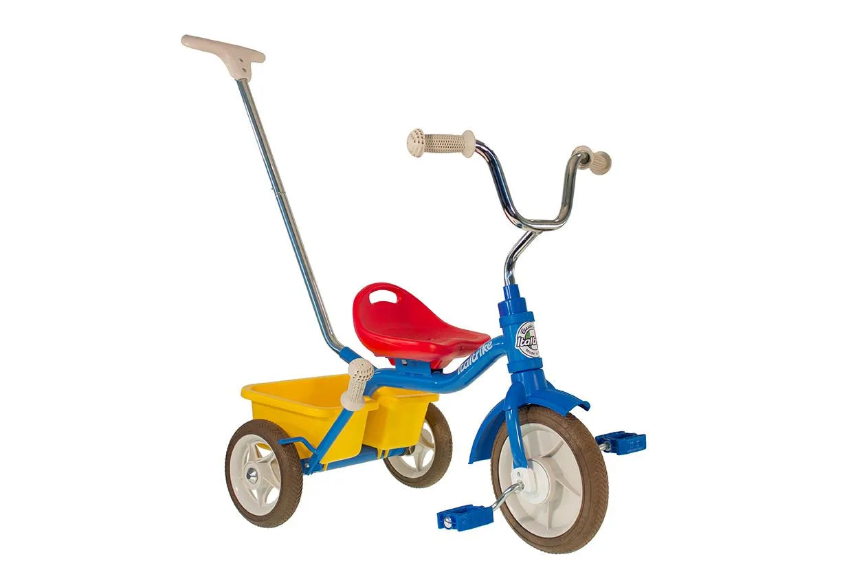 Italtrike® Passenger Tricycle for Kids - 3-Wheel Ride-On Toy with Parent Push Handle - Outdoor & Indoor Toddler Trike for Ages 1-3 Years - Perfect for Park Rides, Backyard Play & Learning Balance
