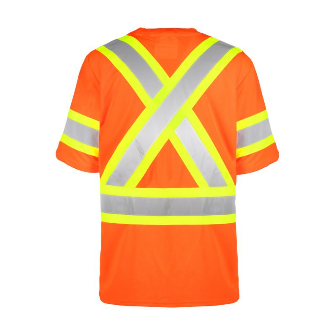 High Visibility Short Sleeve Work T-Shirt - ANSI Certified Safety Shirt for Construction & Outdoor Work - Bright Orange Reflective Workwear for Day & Night Visibility