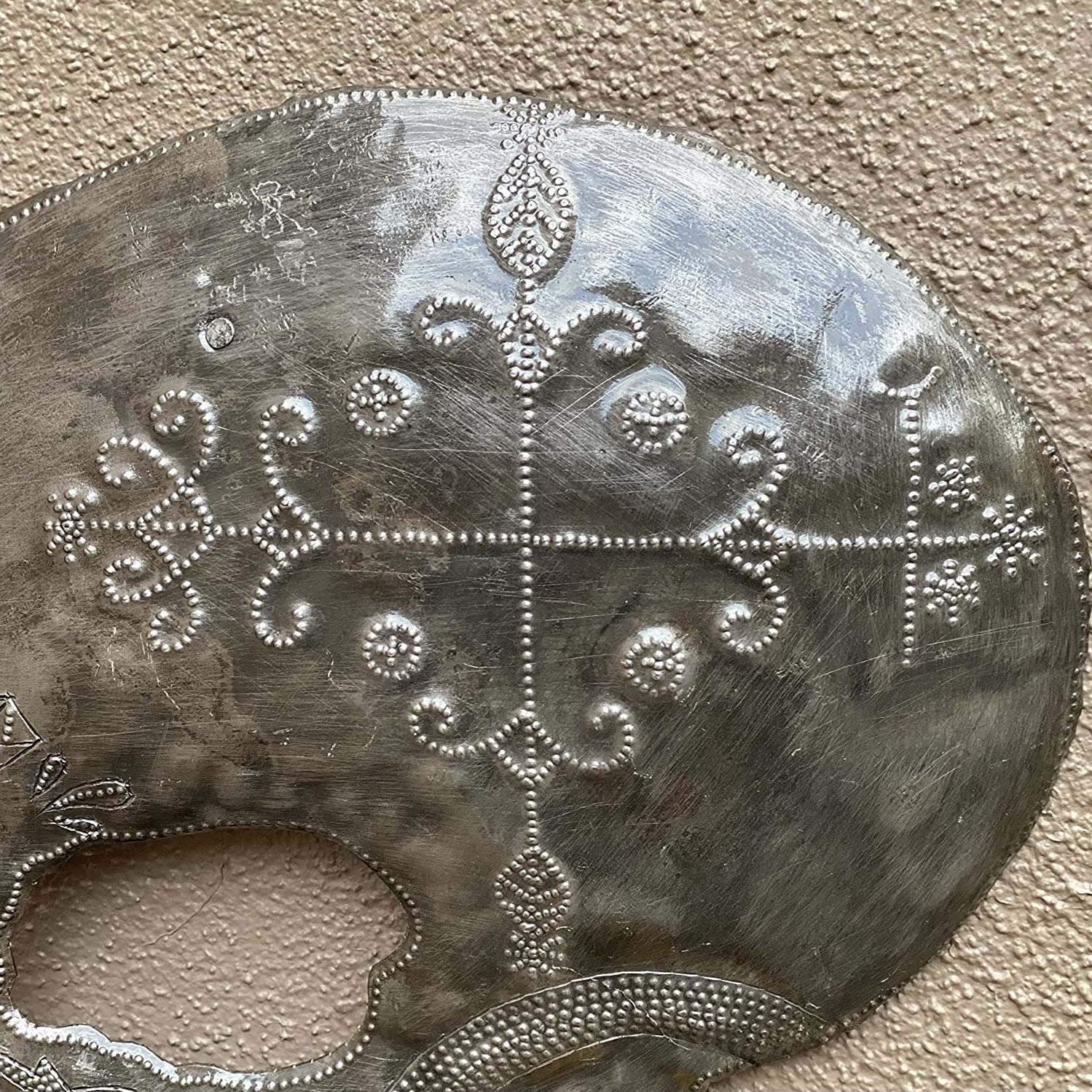 Veve Papa Legba Skull Metal Wall Art - Handmade Haitian Sculpture, Recycled Metal Skeleton Decor (11.25