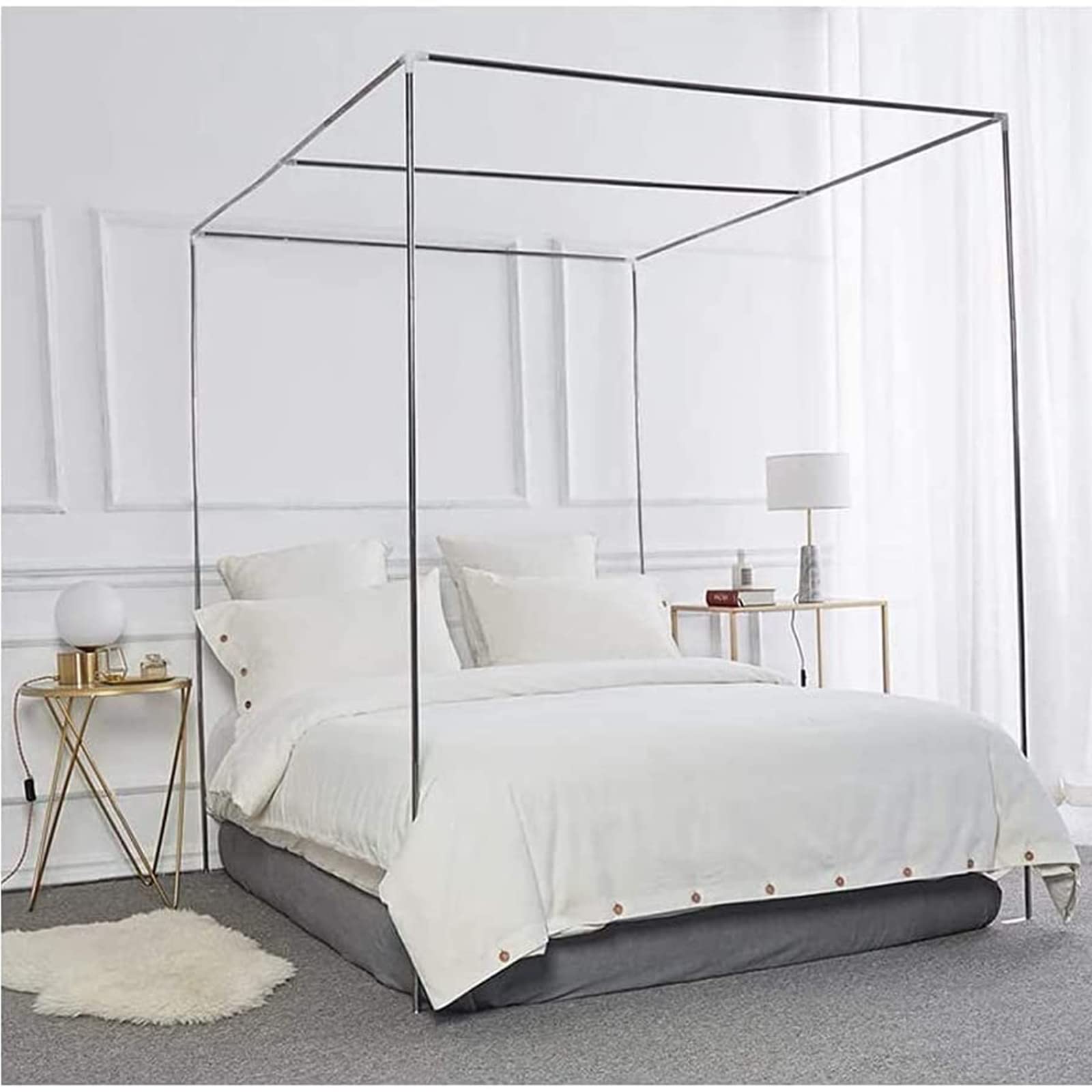 Stainless Steel Mosquito Net Bracket & Frame for Single/Double/King/Super King Bed - Durable Canopy Bed Netting Support for Indoor/Outdoor Use - Perfect for Camping, Travel & Home Protection