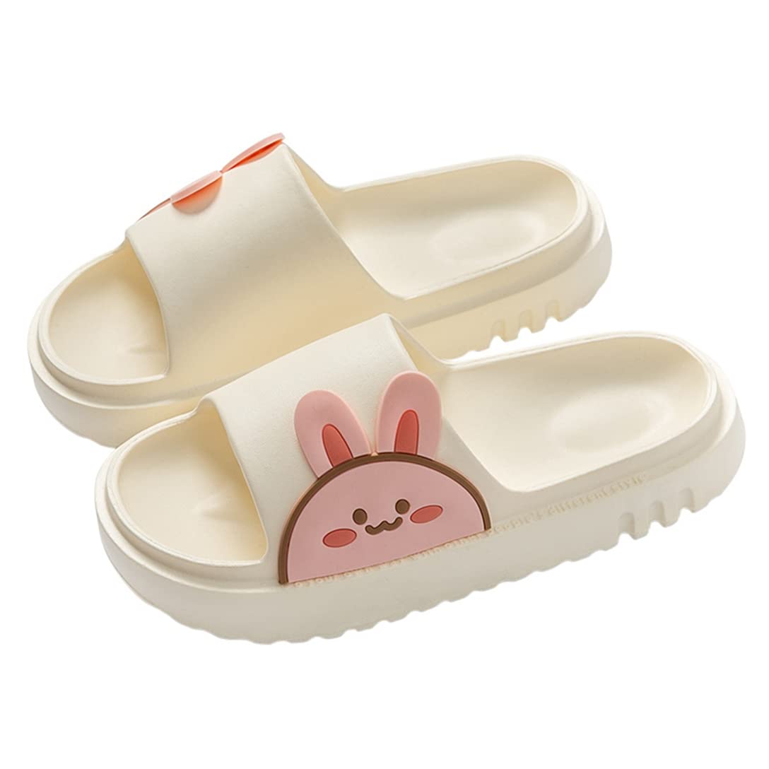 Women's & Men's Summer Cartoon Animal Slippers - Cute Rabbit & Bear Design Thick Sole Home Sandals for Couples | Comfortable Indoor/Outdoor House Shoes for Relaxation & Casual Wear