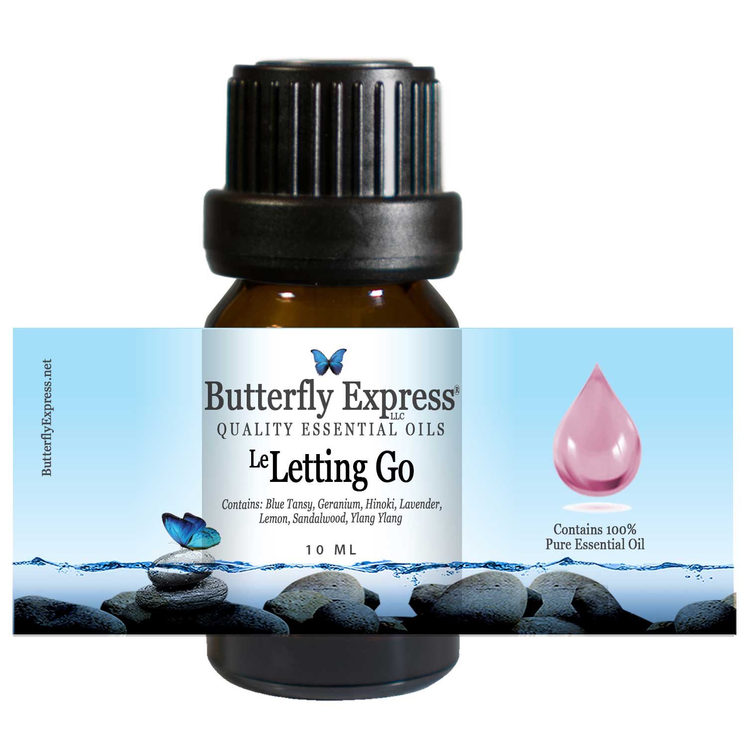 Butterfly Express Le Letting Go Essential Oil Blend 10ml - 100% Pure Aromatherapy Oil for Stress Relief & Relaxation - Perfect for Diffusers, Massage & Meditation