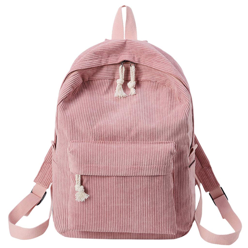 Corduroy Backpack for Women - Stylish College Travel Bag for Students & Girls - Large Capacity for Daily Use