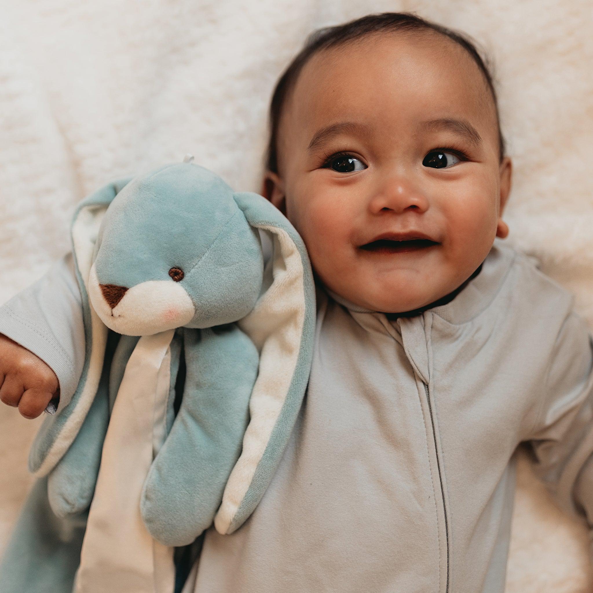 Nibble Buddy Blanket - Soft Chewable Sensory Blanket for Babies & Toddlers in Stormy Blue | Perfect for Teething, Autism Comfort & Calming Anxiety
