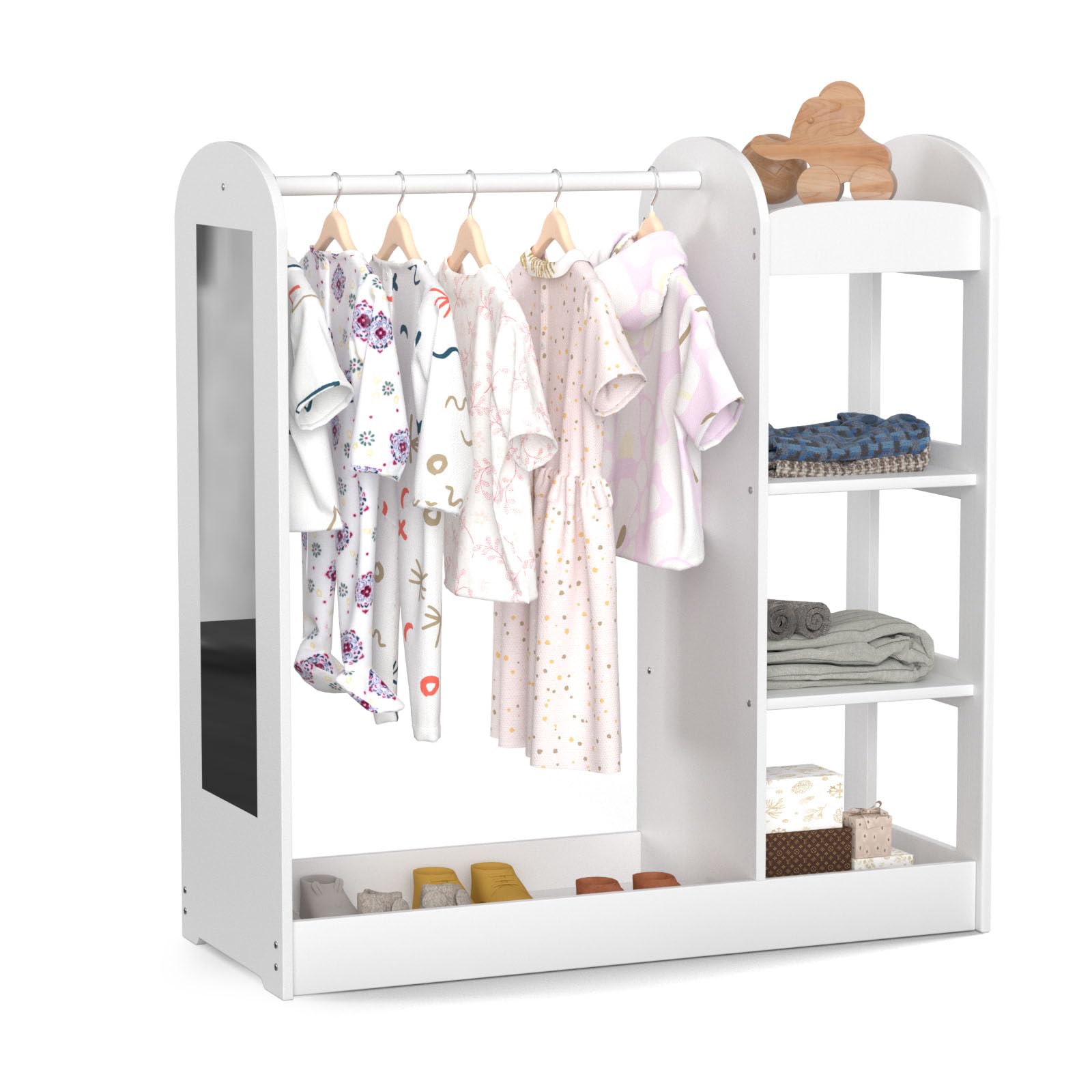 67i Kids Dress Up Storage Armoire with Mirror - Play Closet Organizer for Pretend Costumes & Hanging Clothes - White Wardrobe for Little Girls Bedroom (Perfect for Dress-Up Play, Birthday Gifts & Bedroom Organization)