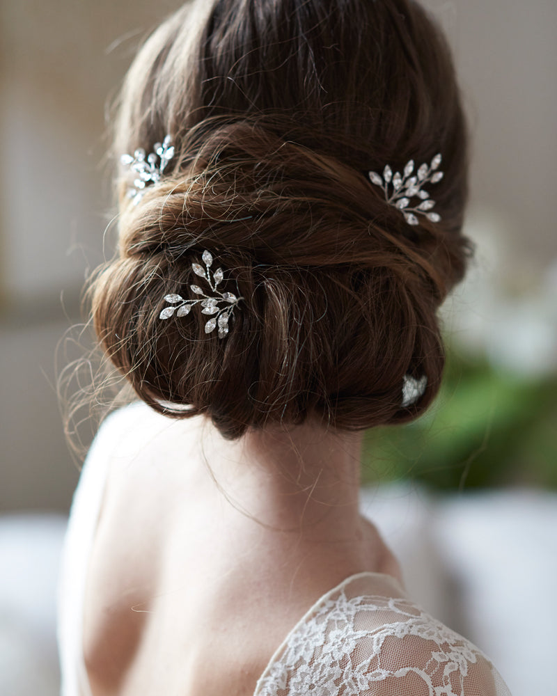 Giselle Crystal Hair Pins Set of 3 - Elegant Rhinestone Hair Clips for Women, Bridal Hair Accessories, Wedding, Prom & Party Hairstyles