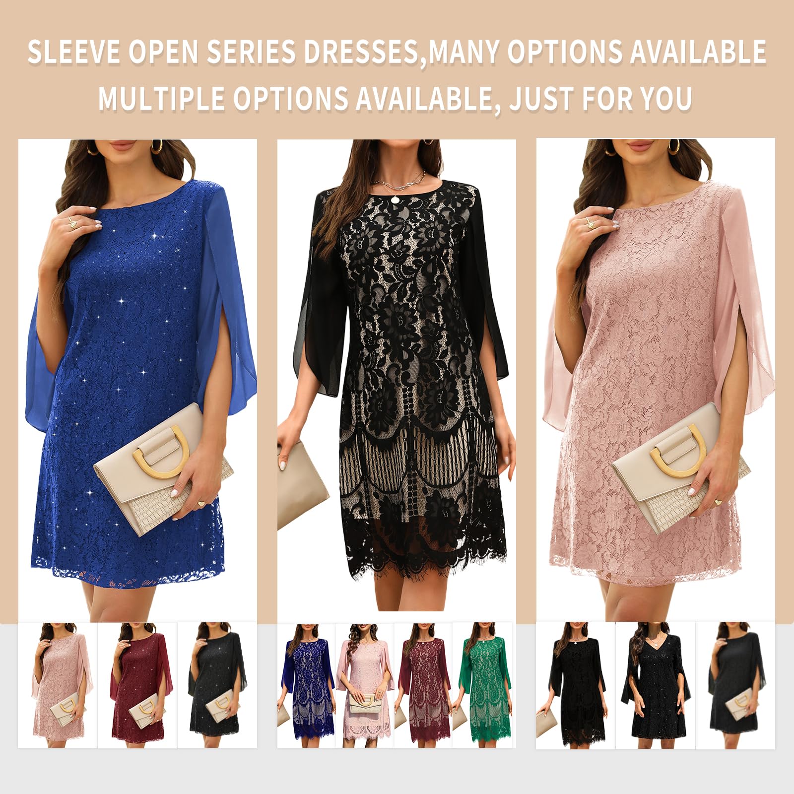 Elegant Women's Wedding Guest Dresses & Cocktail Dresses - Lace Sequin Prom Dress for Formal Occasions | Perfect for Weddings, Parties & Special Events