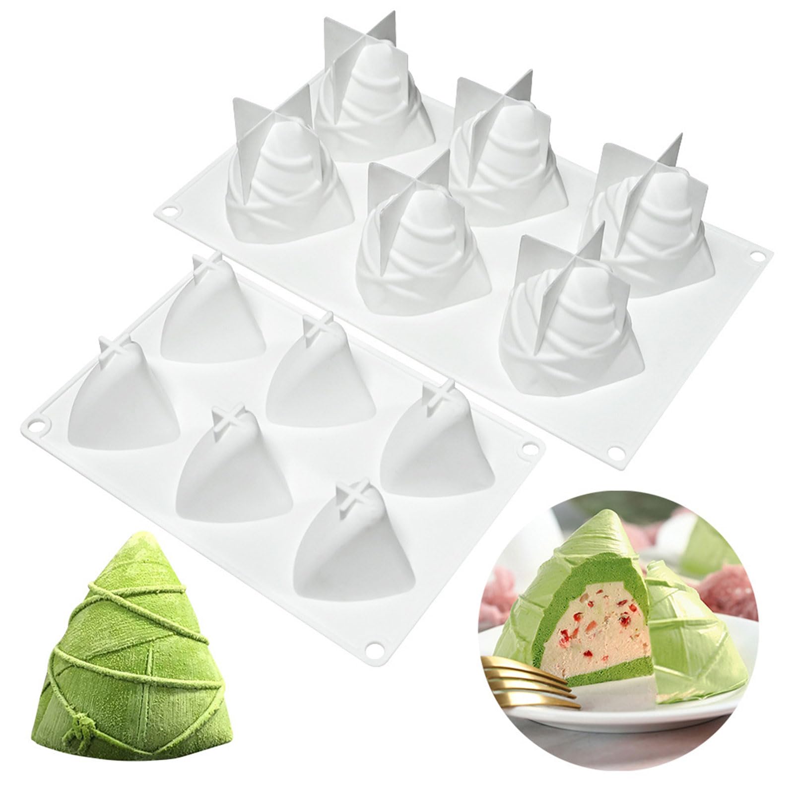 6Pcs Bamboo Zongzi Molds - Easy-to-Use Dumpling & Cake Making Trays for Desserts | Perfect for Asian Cooking, Family Gatherings & Holiday Celebrations