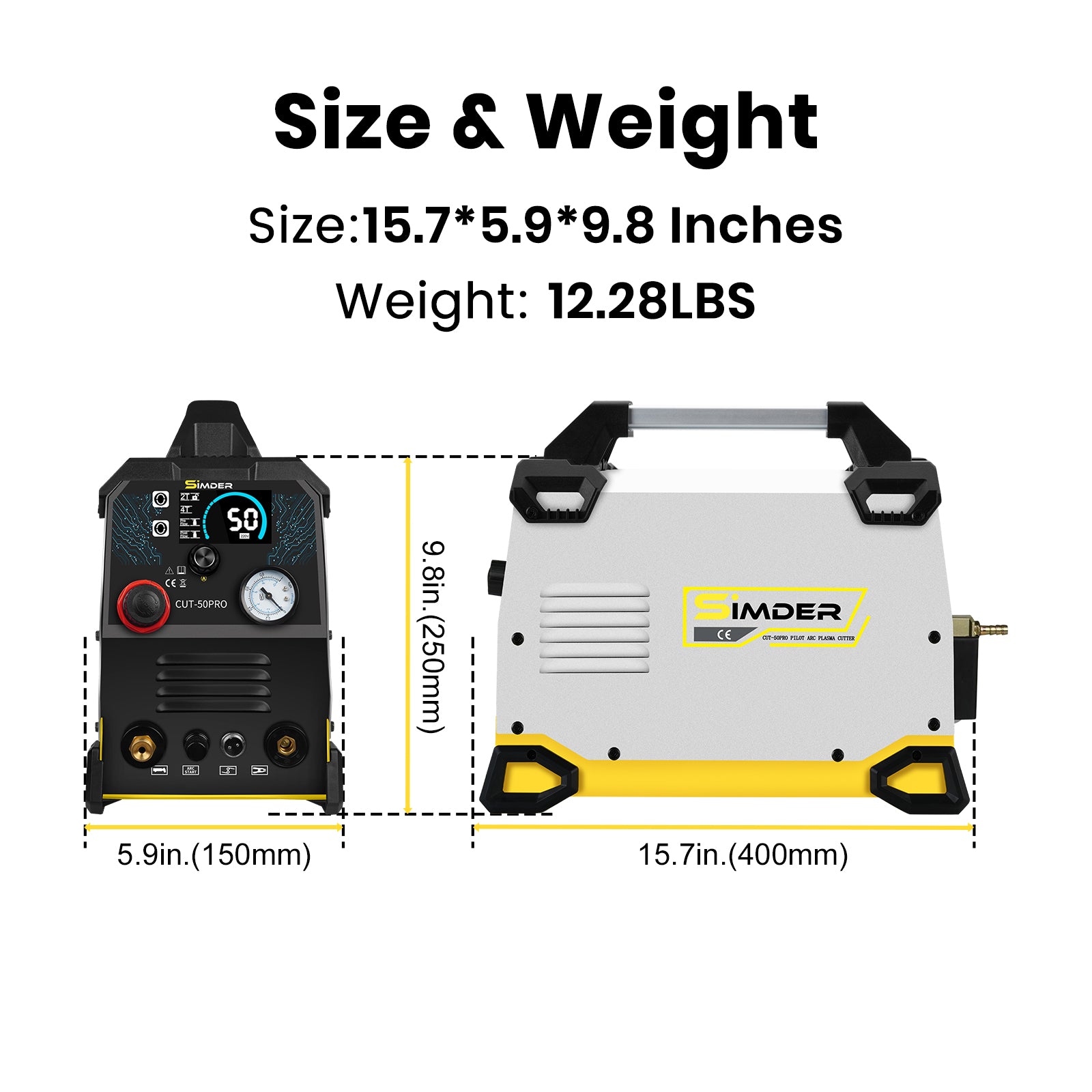 SSIMDER CUT 50 PRO Pilot Arc Plasma Cutter - 50A Industrial Metal Cutting Tool for Steel, Iron, Aluminum | Perfect for DIY Projects, Automotive Repair & Metal Fabrication