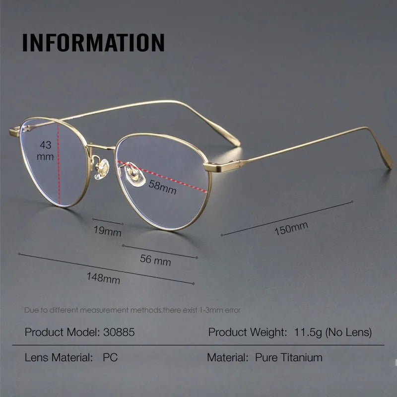 Stylish Unisex Titanium Square Oval Cat Eye Eyeglasses Frame 308 - Lightweight & Durable for Men & Women | Perfect for Reading, Work, and Fashion Accessories