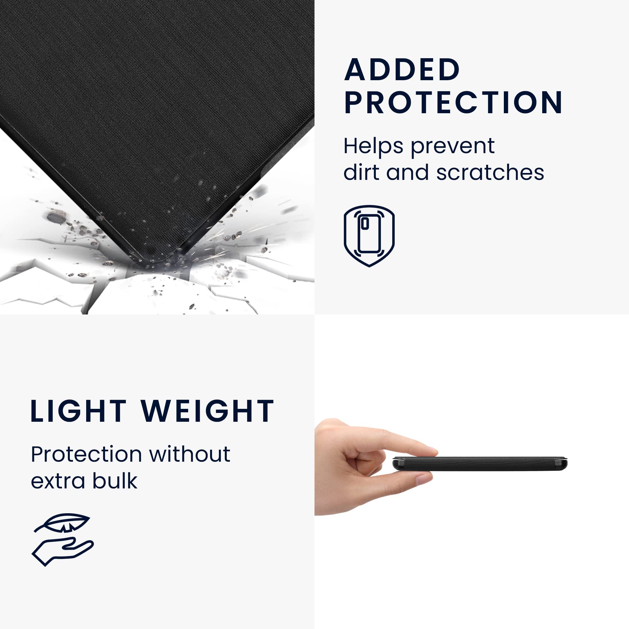 kwmobile Protective Case for Amazon Kindle Paperwhite 11th Generation (2021) - Neoprene Flip Cover with Magnetic Closure - Black - Perfect for Reading, Travel & Daily Use