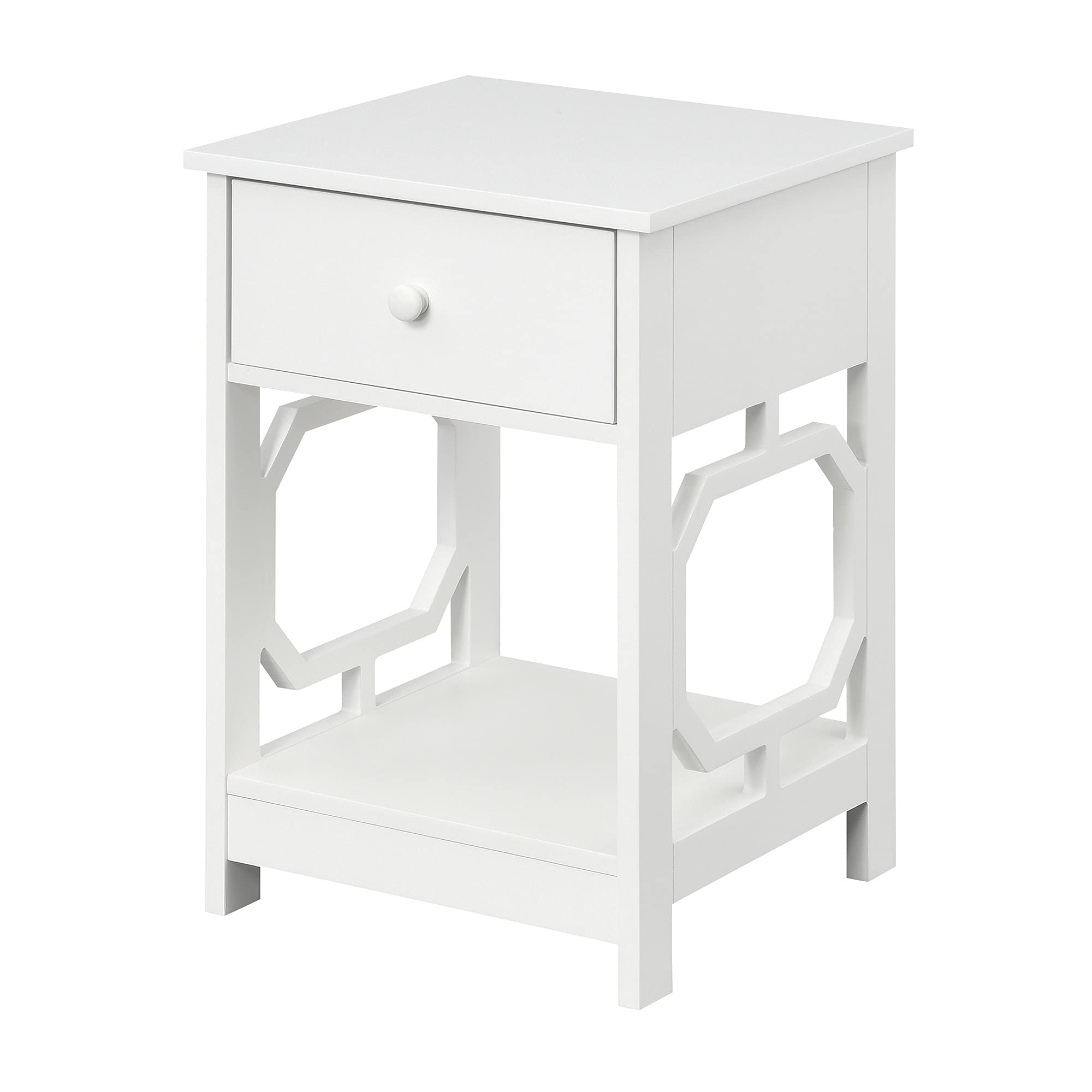 Ergode Omega 1 Drawer End Table with Shelf - Modern Nightstand for Bedroom, Living Room & Office - Compact Side Table with Storage Shelf for Small Spaces