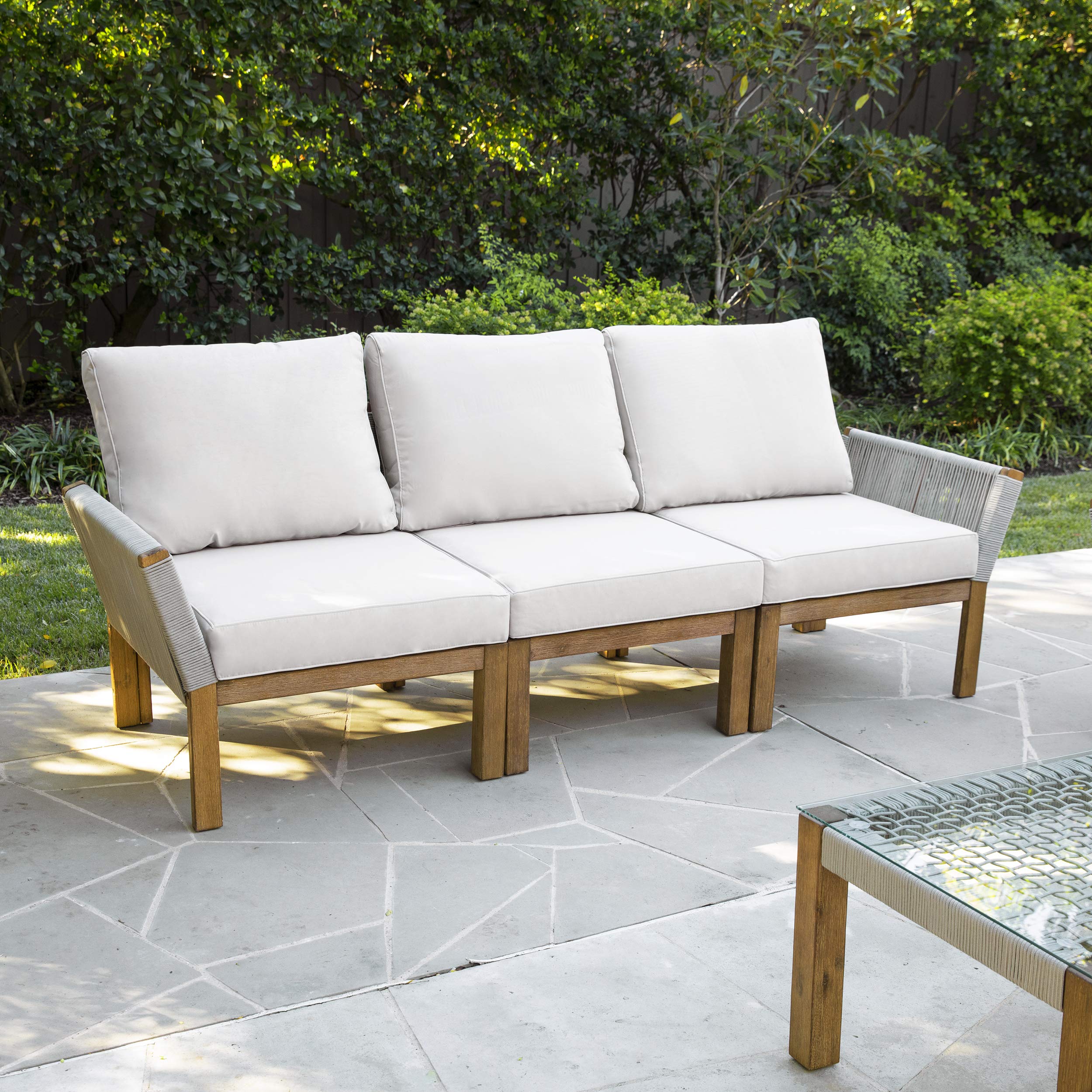 SEI Furniture Wallmond Loveseat Sofa - Natural White Fabric - Modern Small Space Living Room, Apartment, Dorm, Office Seating