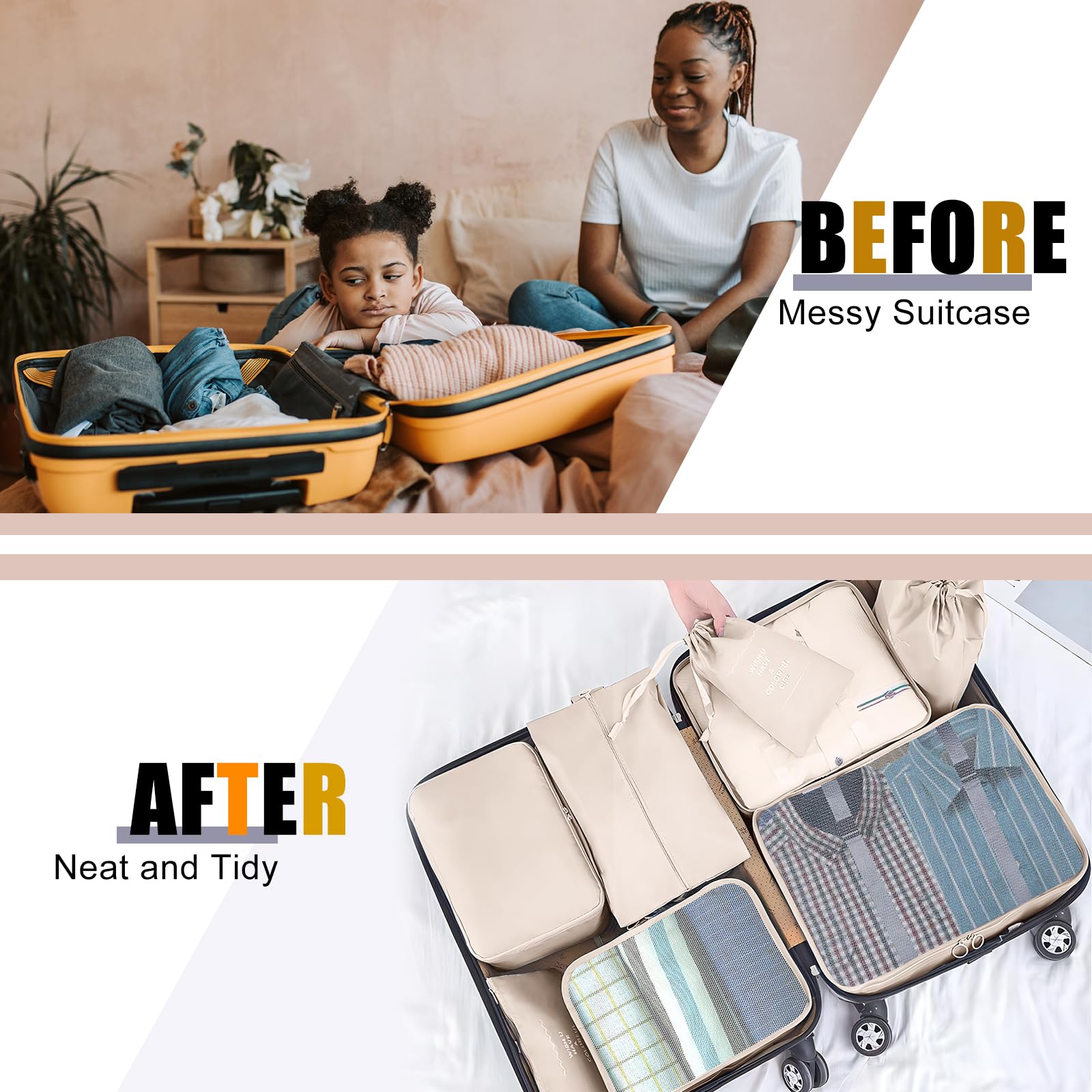8-Piece Travel Packing Cubes Set - Breathable Mesh Luggage Organizers for Family Vacations, Durable Suitcase Organizer Bags | Perfect for Business Trips, Weekend Getaways & Backpacking Adventures