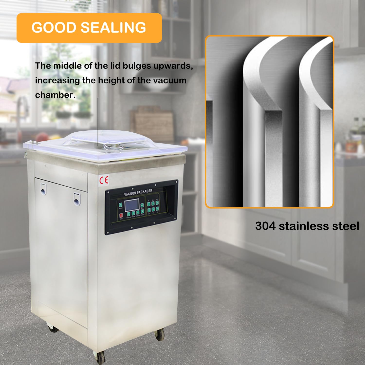 Commercial Single Chamber Vacuum Sealer Machine - Stainless Steel Food Packaging Equipment for Liquid-Rich Foods | Perfect for Restaurants, Grocery Stores & Food Preservation