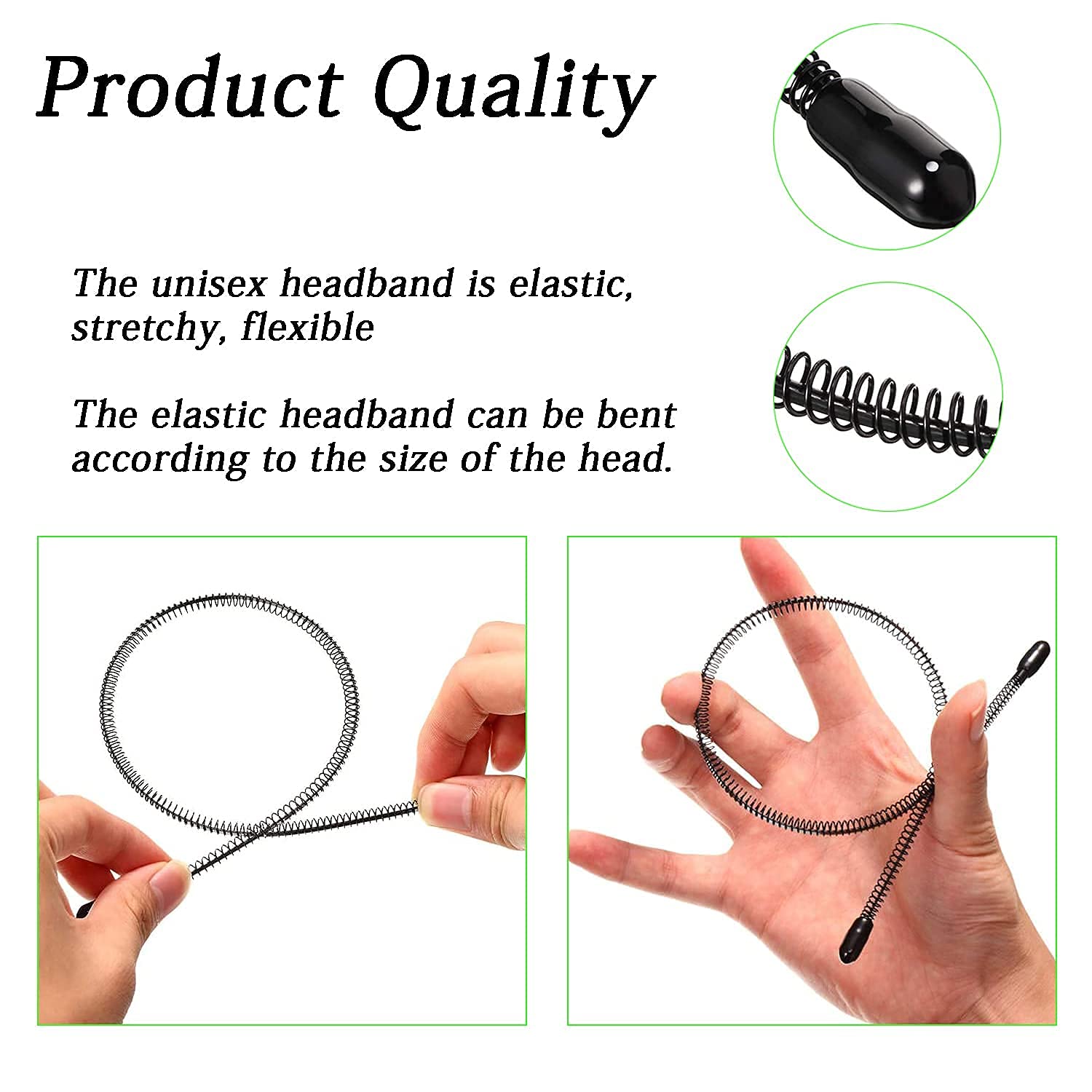 Fameza Elastic Wavy Spring Wave Hair Band - 6 Pack Black Non-Slip Metal Hair Hoop for Women & Men | Unisex Sport & Fashion Hair Accessories | Perfect for Workouts, Yoga, Running & Daily Styling