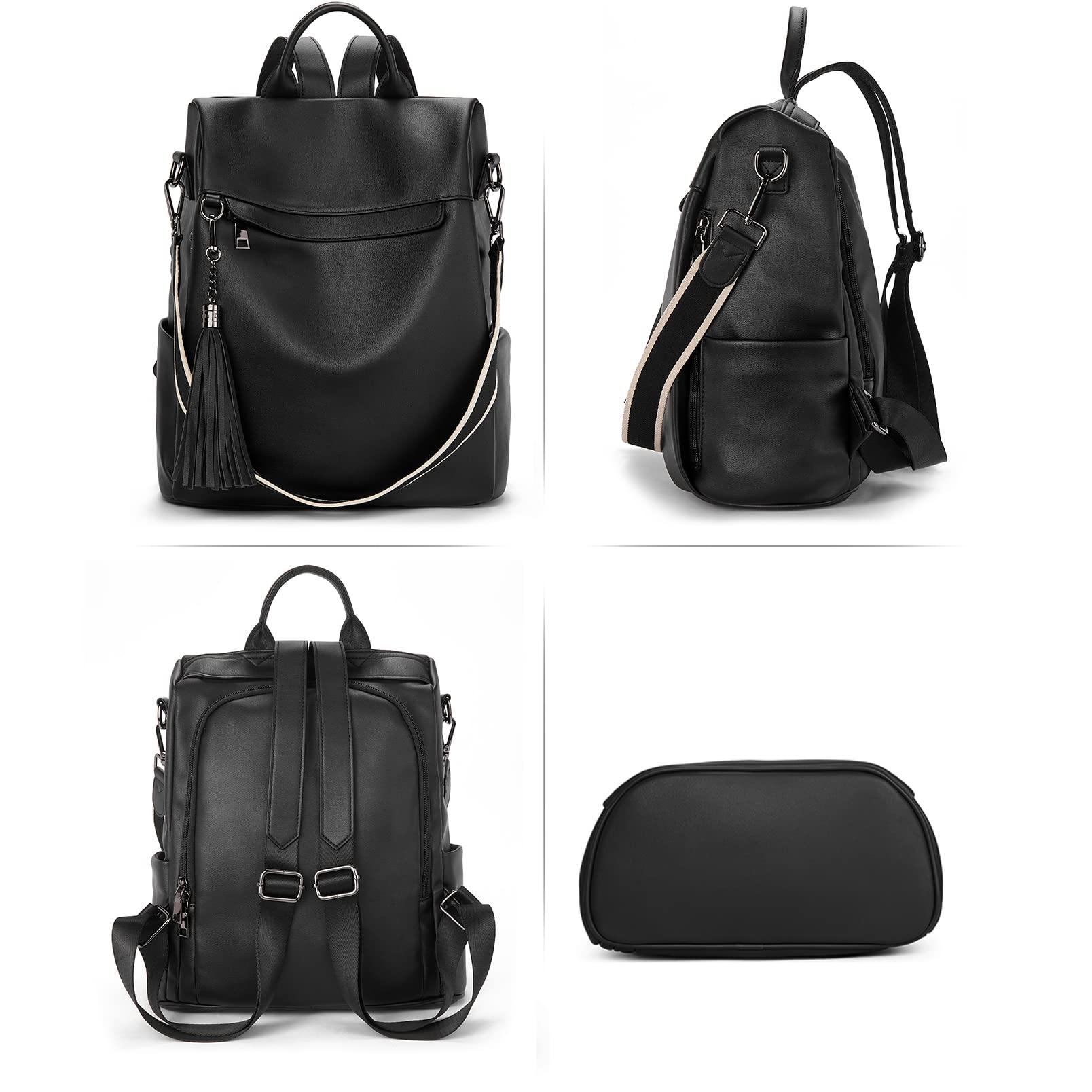 Telena Women's PU Leather Anti-Theft Backpack Purse - Stylish Shoulder Bag with Tassel for Travel, Work & Daily Use