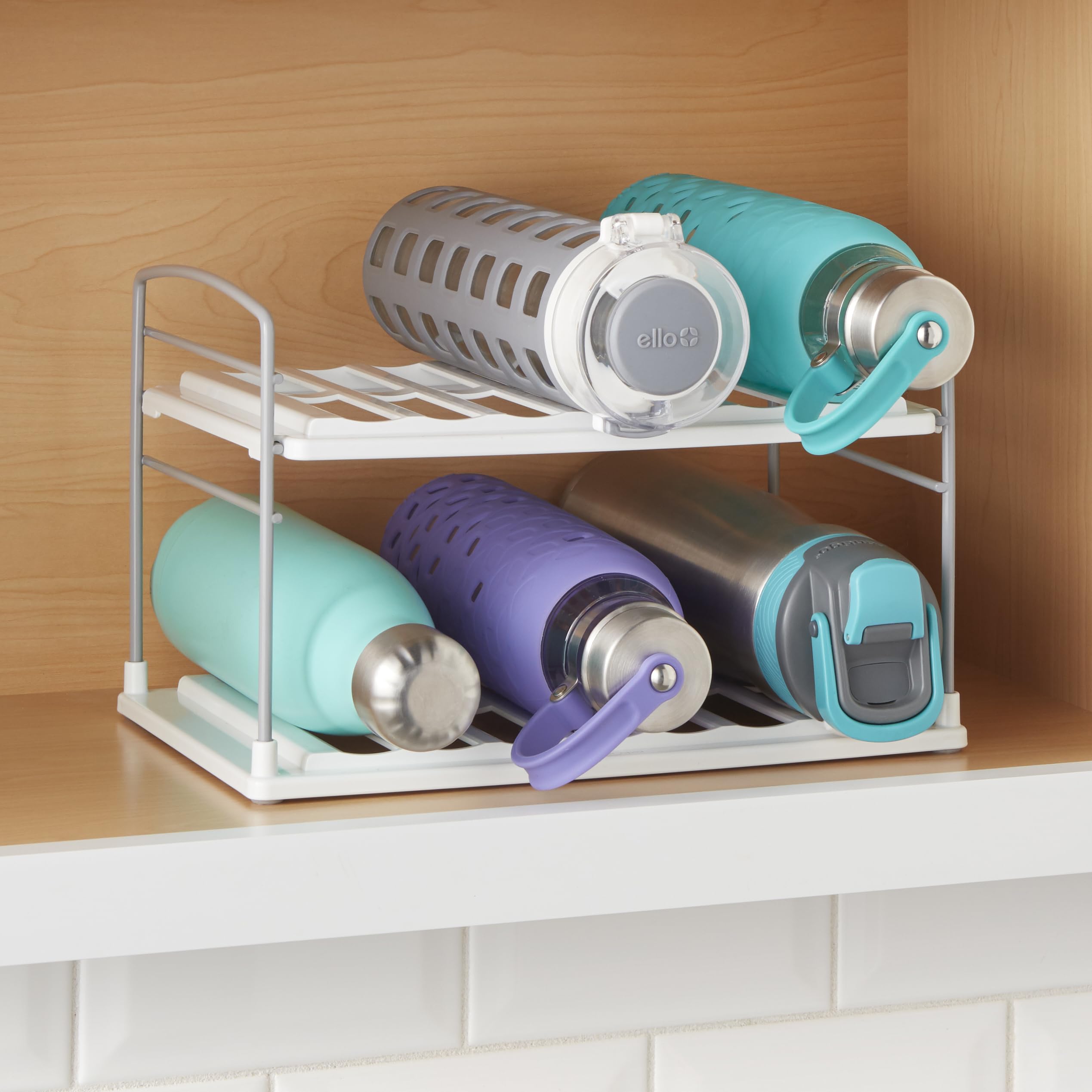 YouCopia UpSpace Adjustable 2-Shelf Water Bottle Organizer - Kitchen Cabinet & Pantry Storage Rack for Bottles, Cans & Jars - Perfect for Small Space Organization in Home, RV or Office