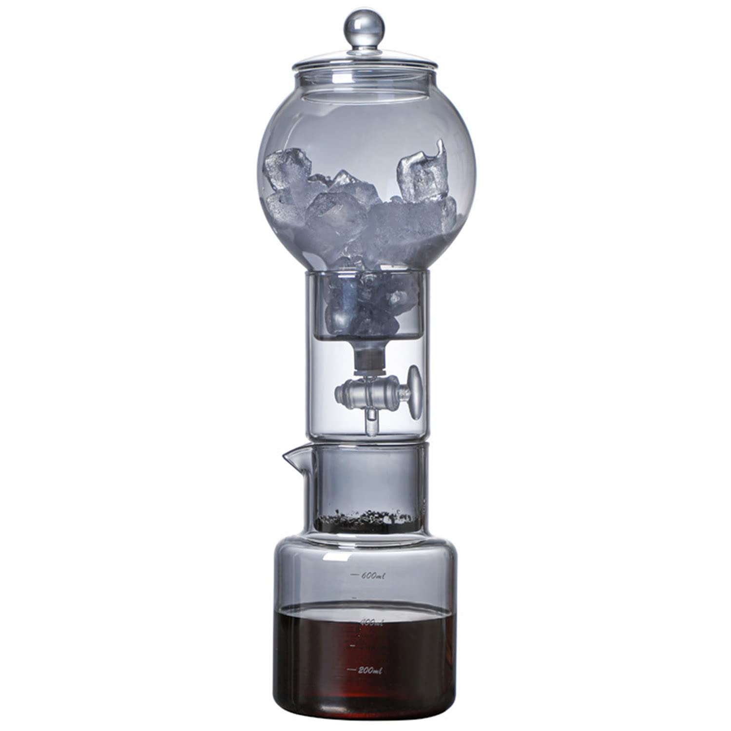 EROOLU 600ML Iced Coffee Maker - Cold Brew Coffee Tower with Detachable Glass & Stainless Steel Filter for Home & Office | Perfect for Summer Drinks, Iced Lattes & Refreshing Cold Brew Coffee