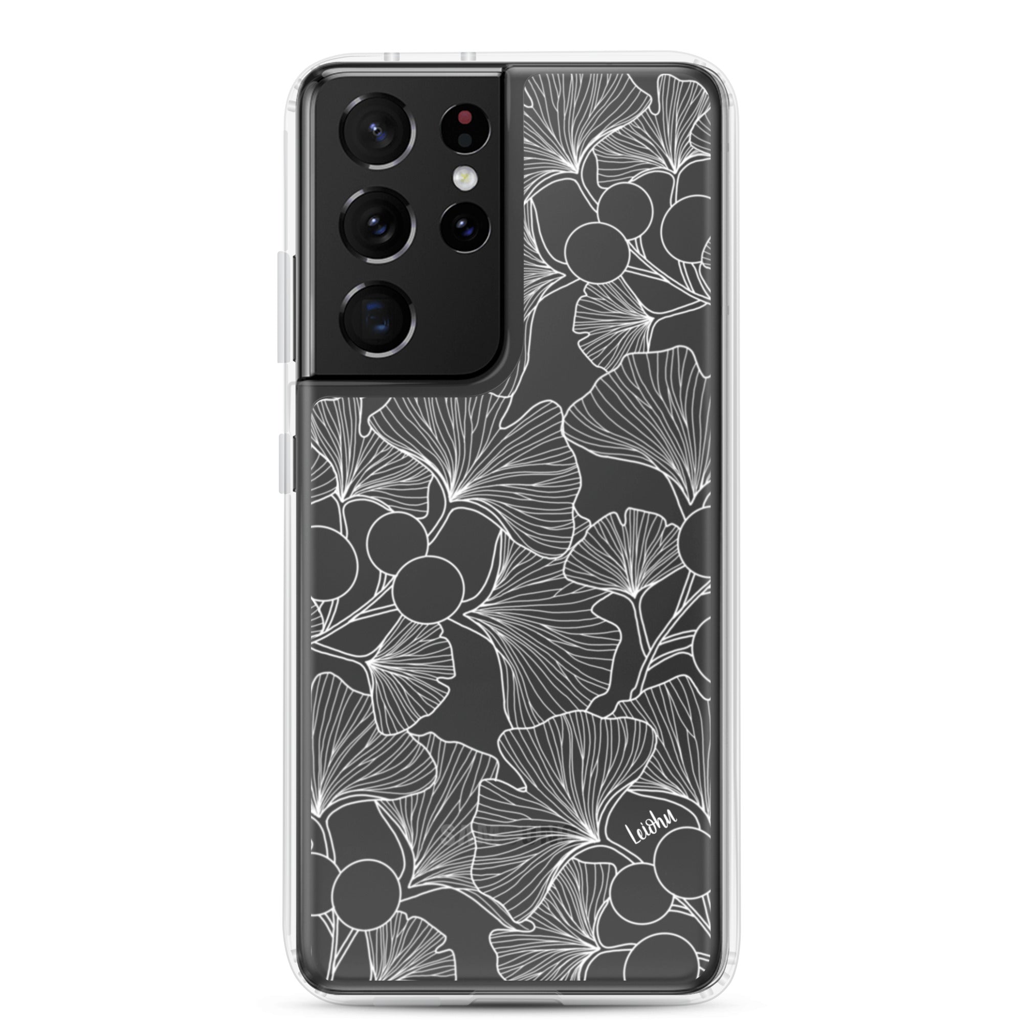 Premium Gingko Clear Case for Samsung Galaxy - Slim Protective Phone Cover for Everyday Use, Travel & Work