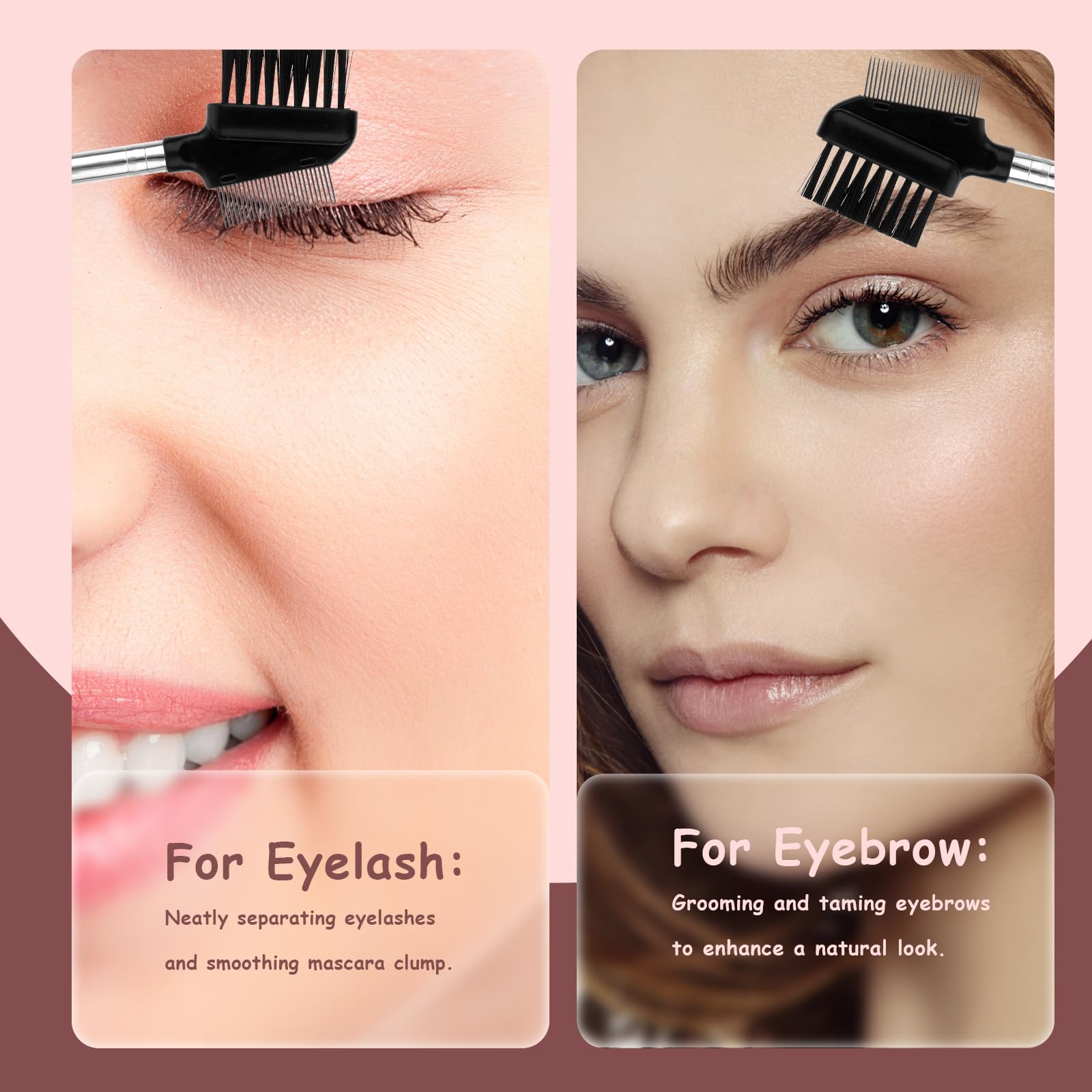 2-in-1 Metal Eyelash Comb & Eyebrow Brush - Portable Makeup Tool for Travel & Beauty