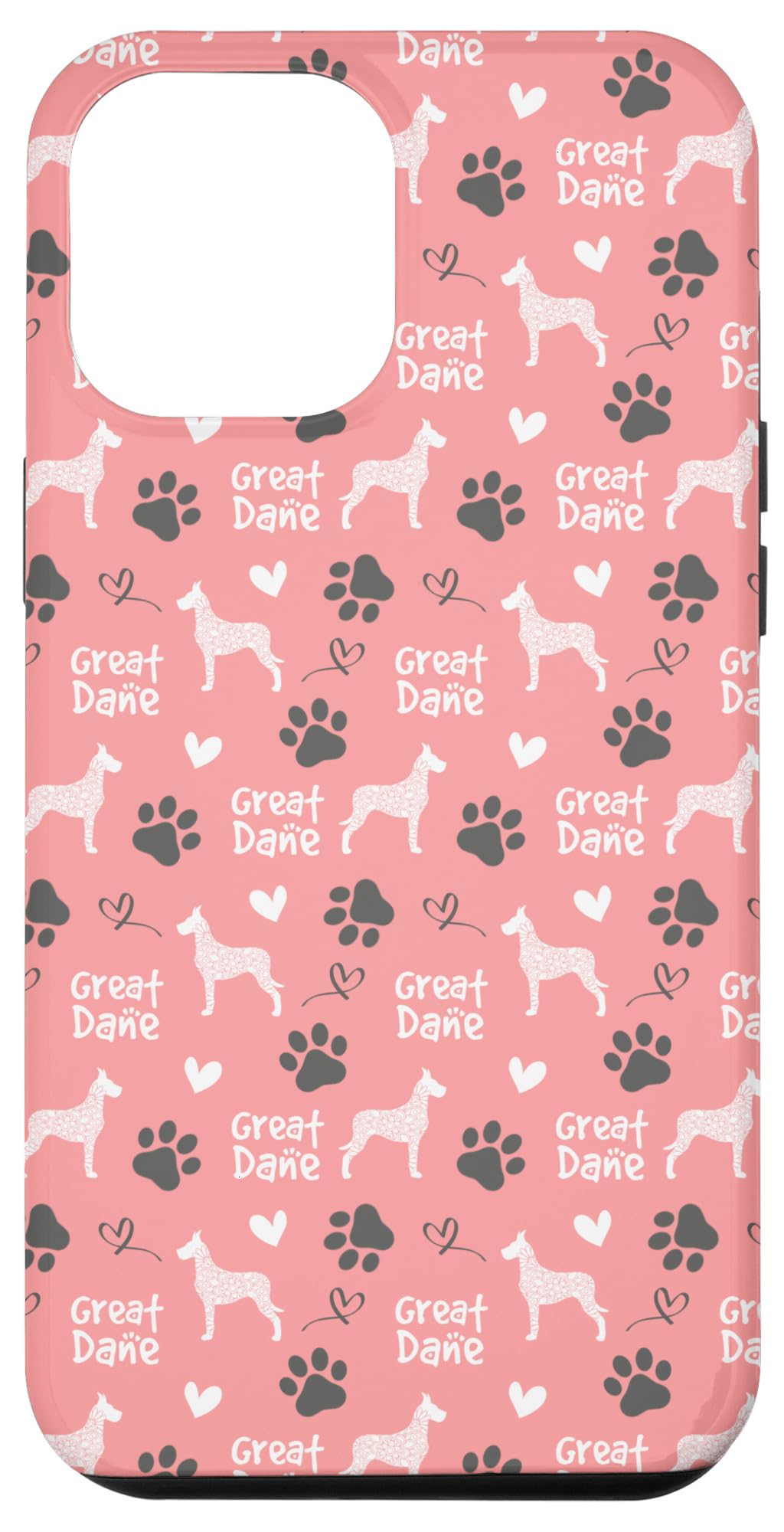iPhone 12 Pro Max Case - Pink Floral Design for Women, Great Dane Lover Gift, Protective Phone Cover for Dog Moms | Perfect for Everyday Use, Work & Travel