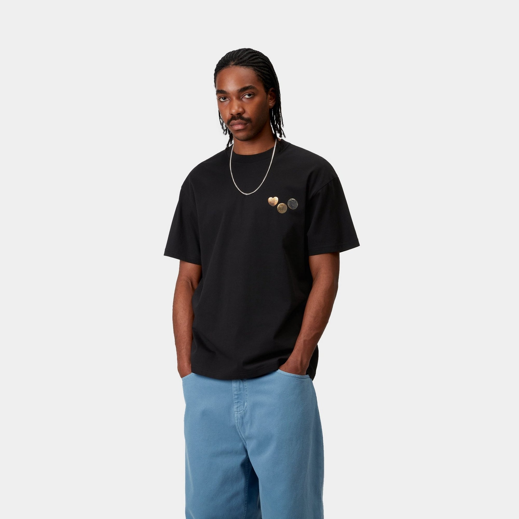 Button T-Shirt for Men & Women | Classic Black Cotton Tee - Casual Wear, Layering & Everyday Outfits