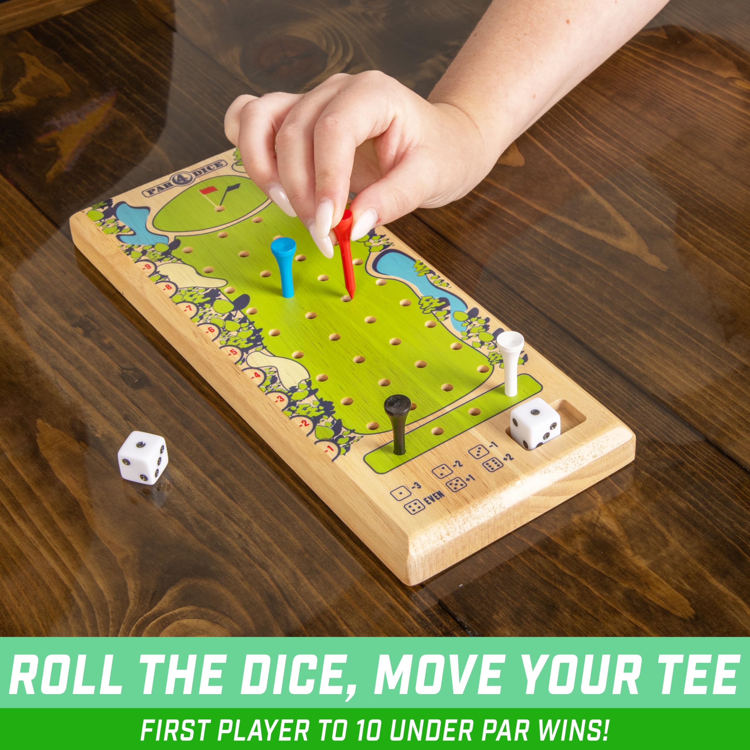 GoSports Par 4 Dice Golf Tabletop Game - Fun Family Board Game for Adults & Kids - Perfect for Parties, Travel & Indoor Entertainment