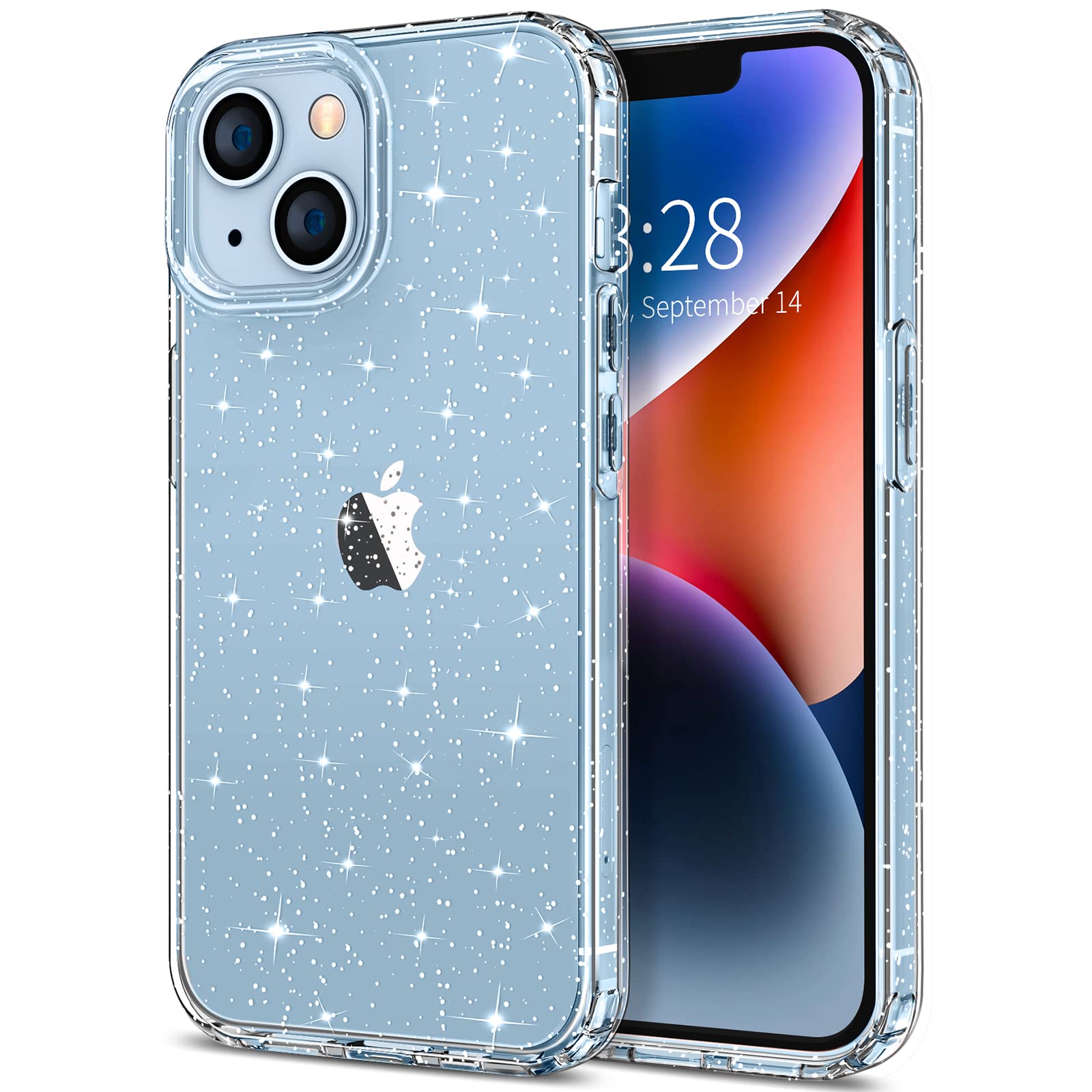 Hython Glitter Case for iPhone 14 - Sparkly Clear Bling Shockproof Protective Phone Cover | Cute Slim Fit TPU Case for Women & Girls | Anti-Scratch & Durable | Perfect for Everyday Use, Parties & Gifting