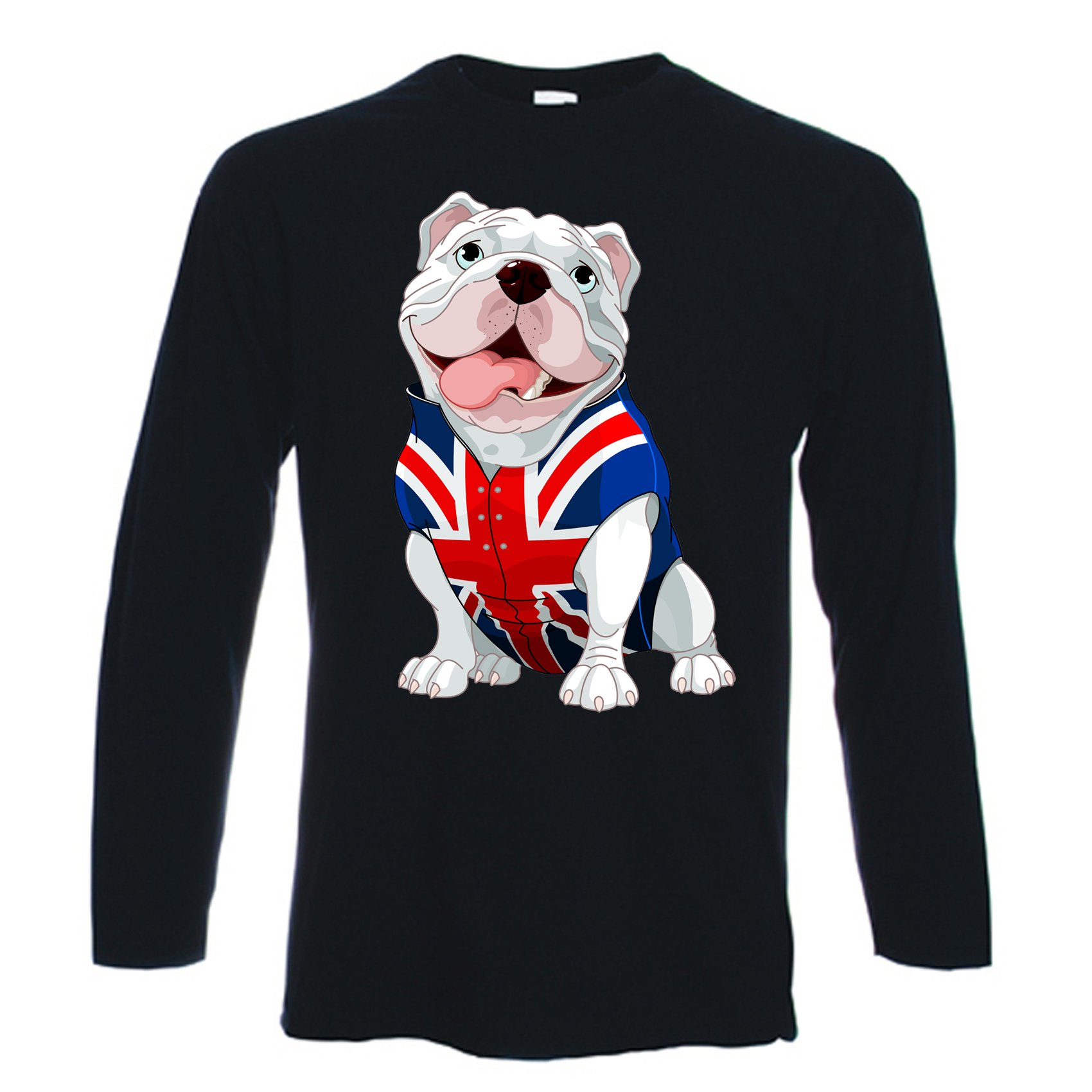 British Bulldog Tribal Print Men's Long Sleeve T-Shirt - Vintage Streetwear for Casual Wear & Urban Fashion